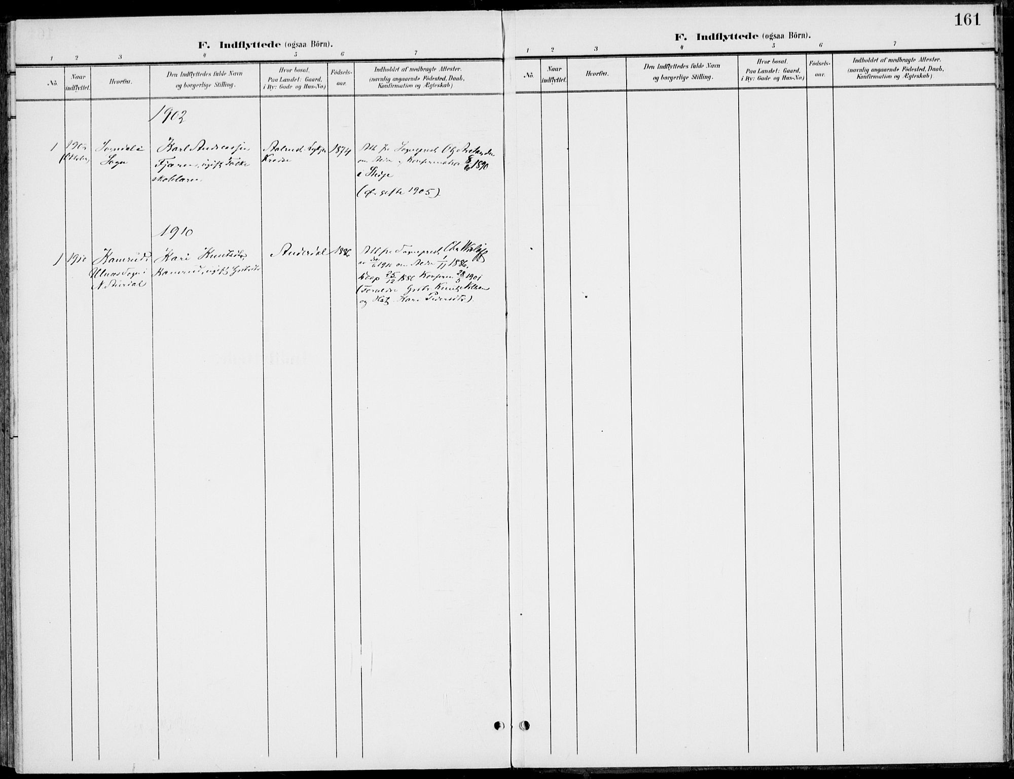 Gol kirkebøker, AV/SAKO-A-226/F/Fb/L0002: Parish register (official) no. II 2, 1900-1921, p. 161