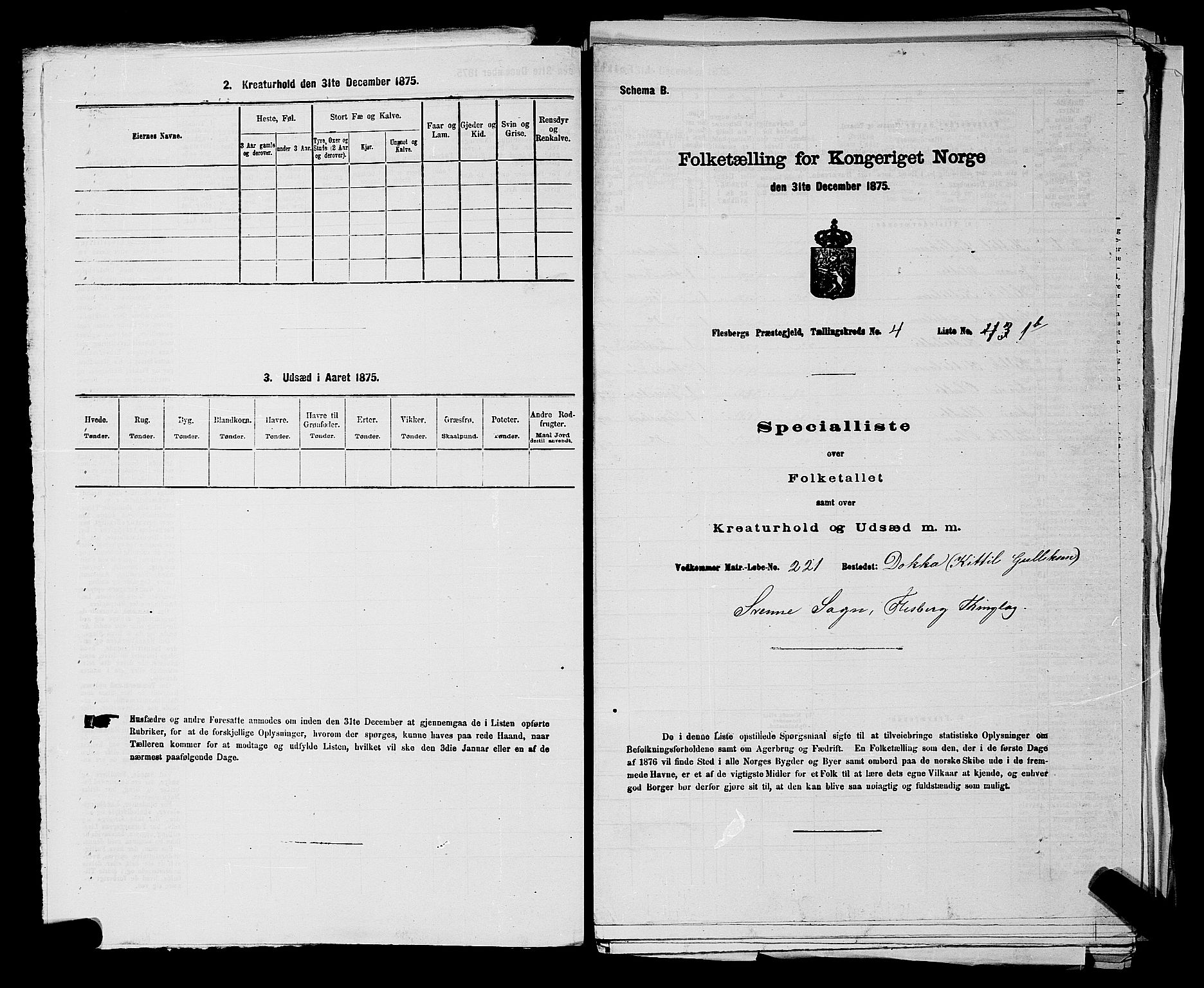 SAKO, 1875 census for 0631P Flesberg, 1875, p. 785