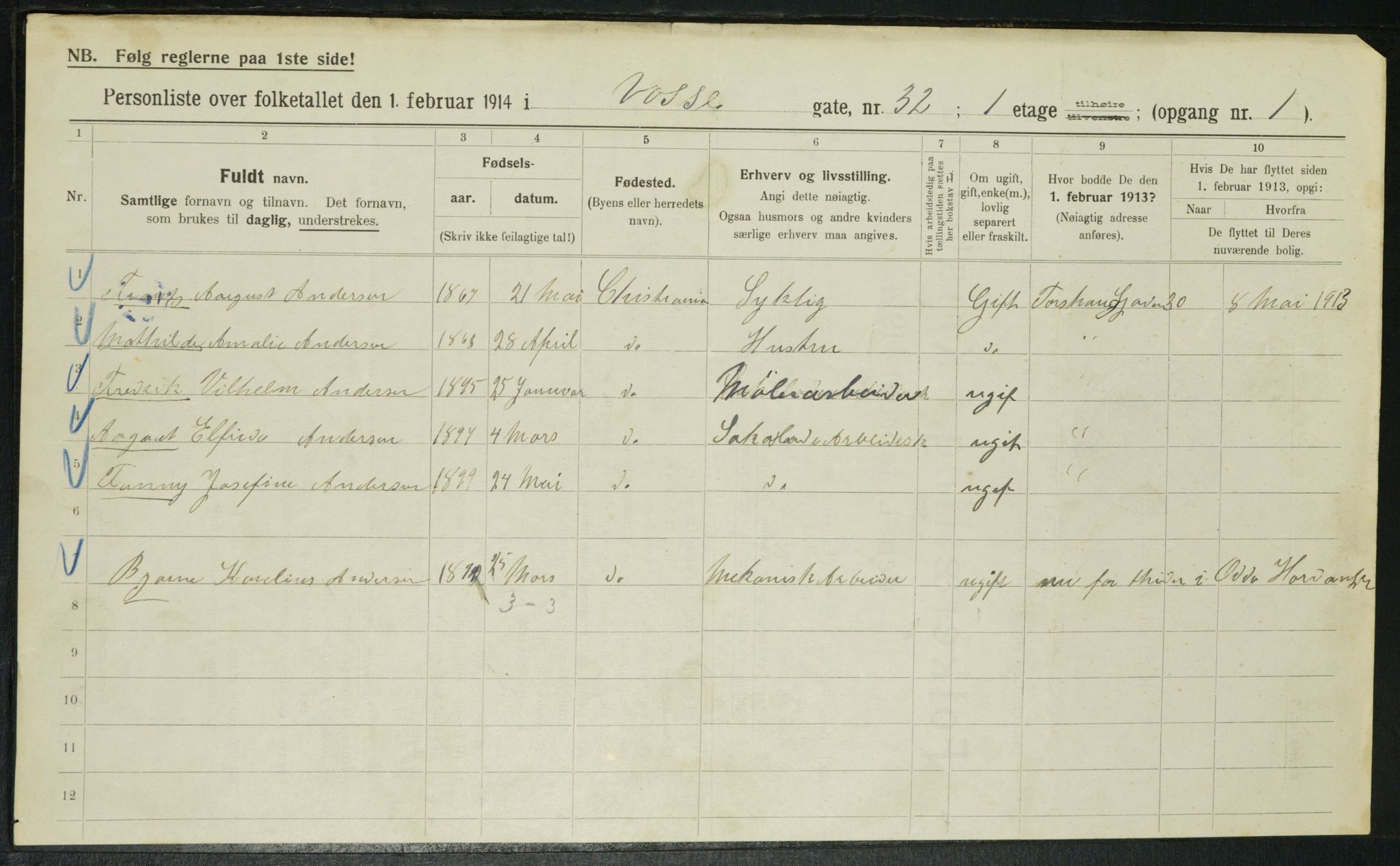 OBA, Municipal Census 1914 for Kristiania, 1914, p. 126604