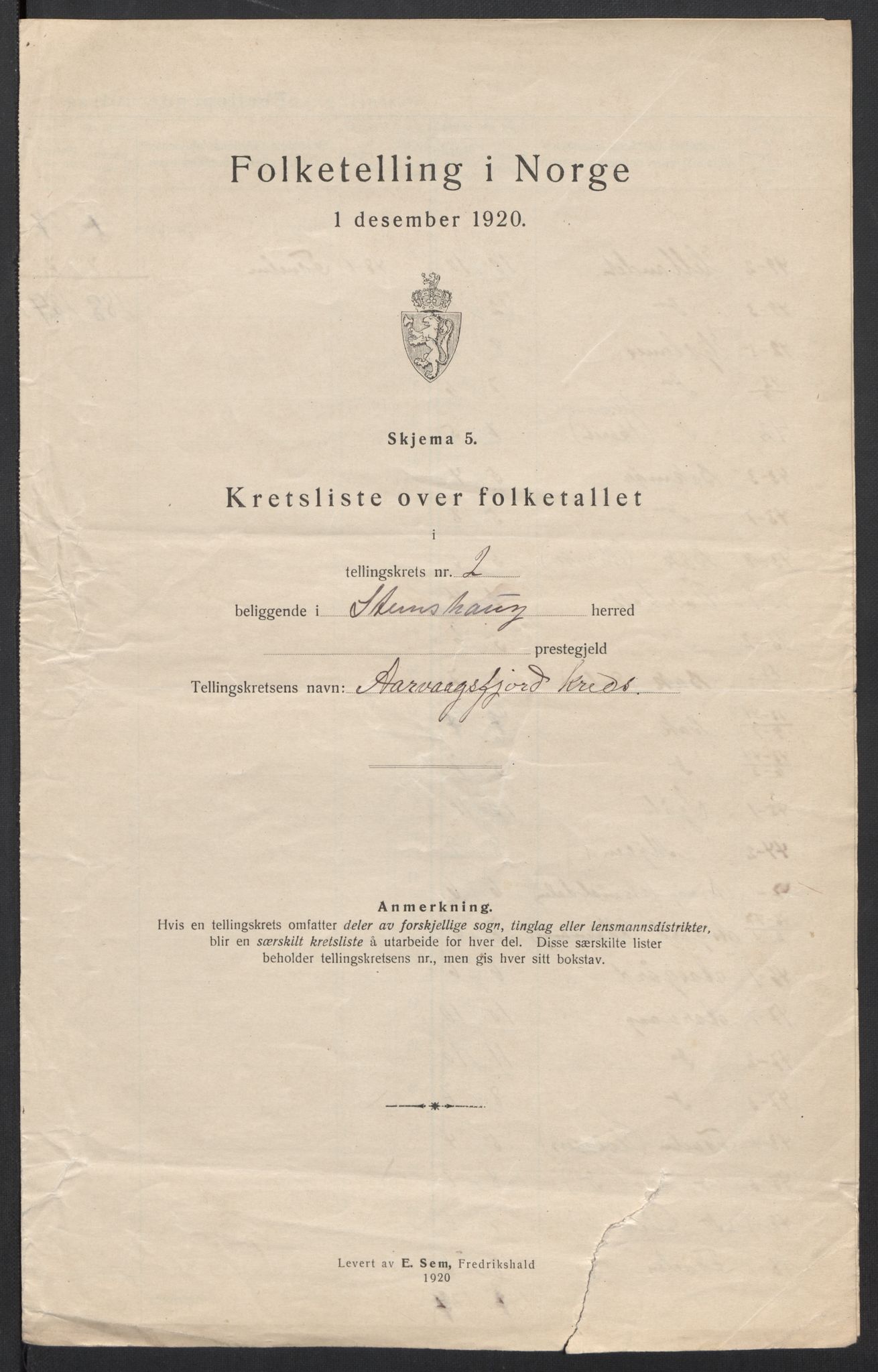 SAT, 1920 census for Stemshaug, 1920, p. 12