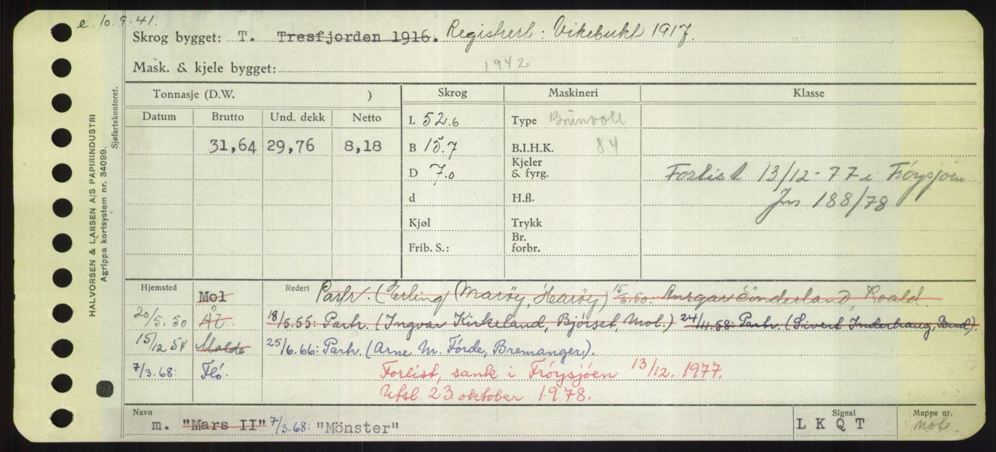 Sjøfartsdirektoratet med forløpere, Skipsmålingen, AV/RA-S-1627/H/Hd/L0025: Fartøy, Min-Mås, p. 461