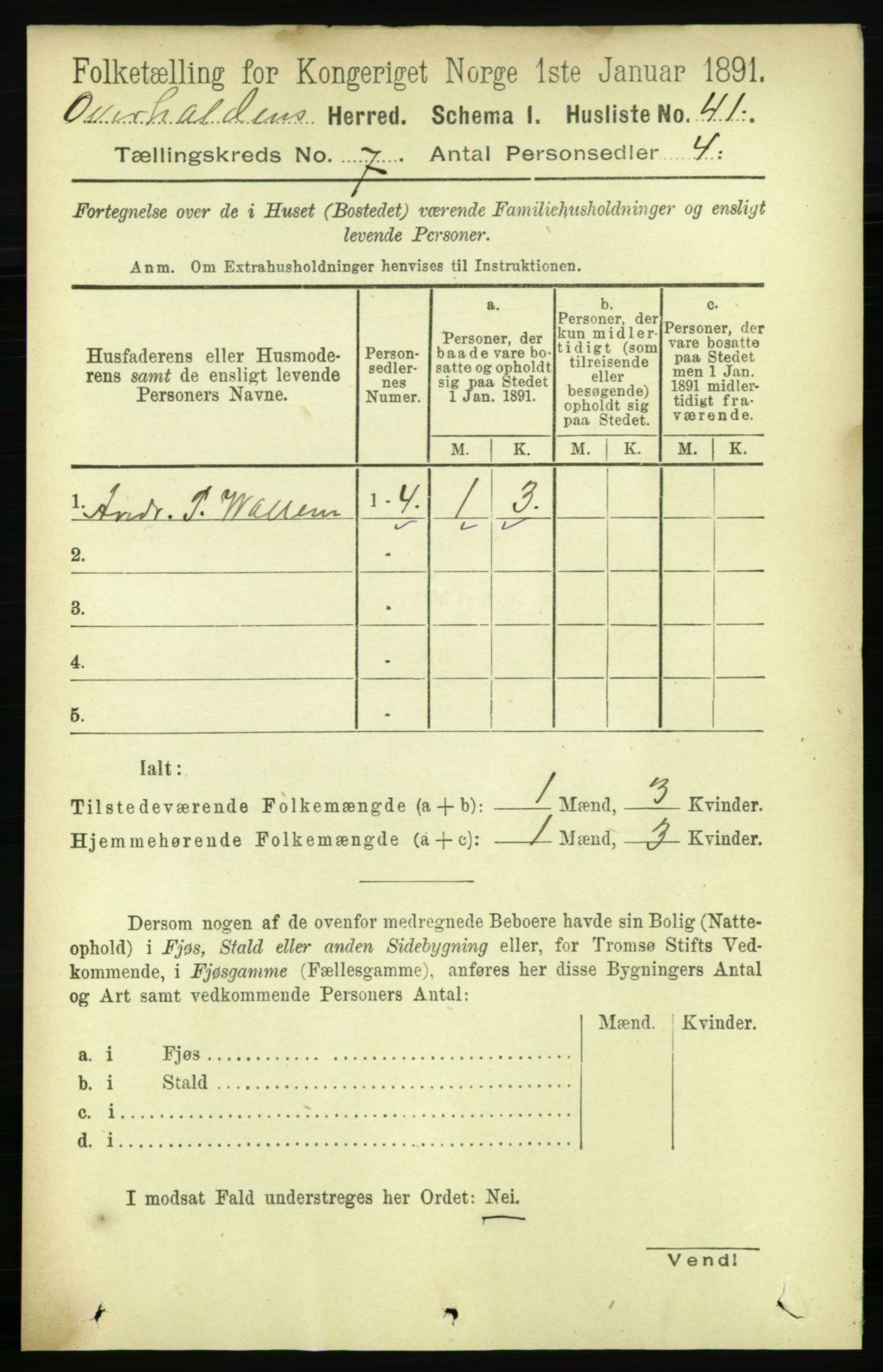 RA, 1891 census for 1744 Overhalla, 1891, p. 2629