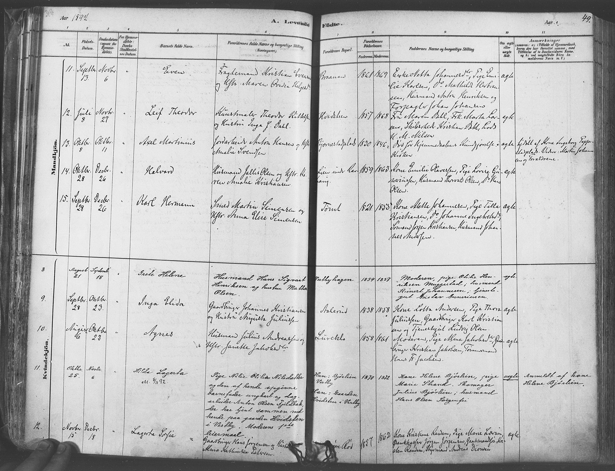 Vestby prestekontor Kirkebøker, AV/SAO-A-10893/F/Fa/L0009: Parish register (official) no. I 9, 1878-1900, p. 49