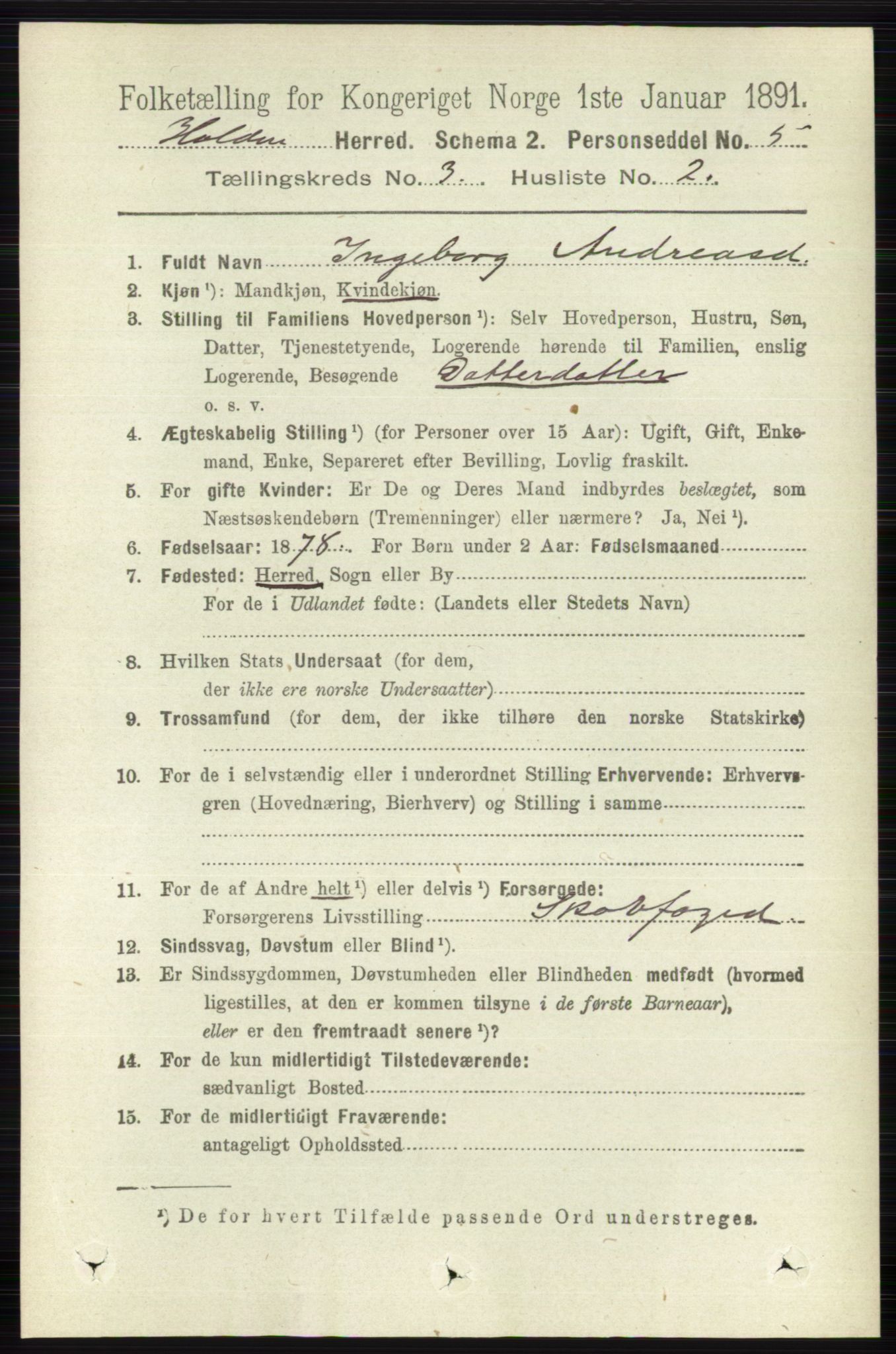 RA, 1891 census for 0819 Holla, 1891, p. 1357