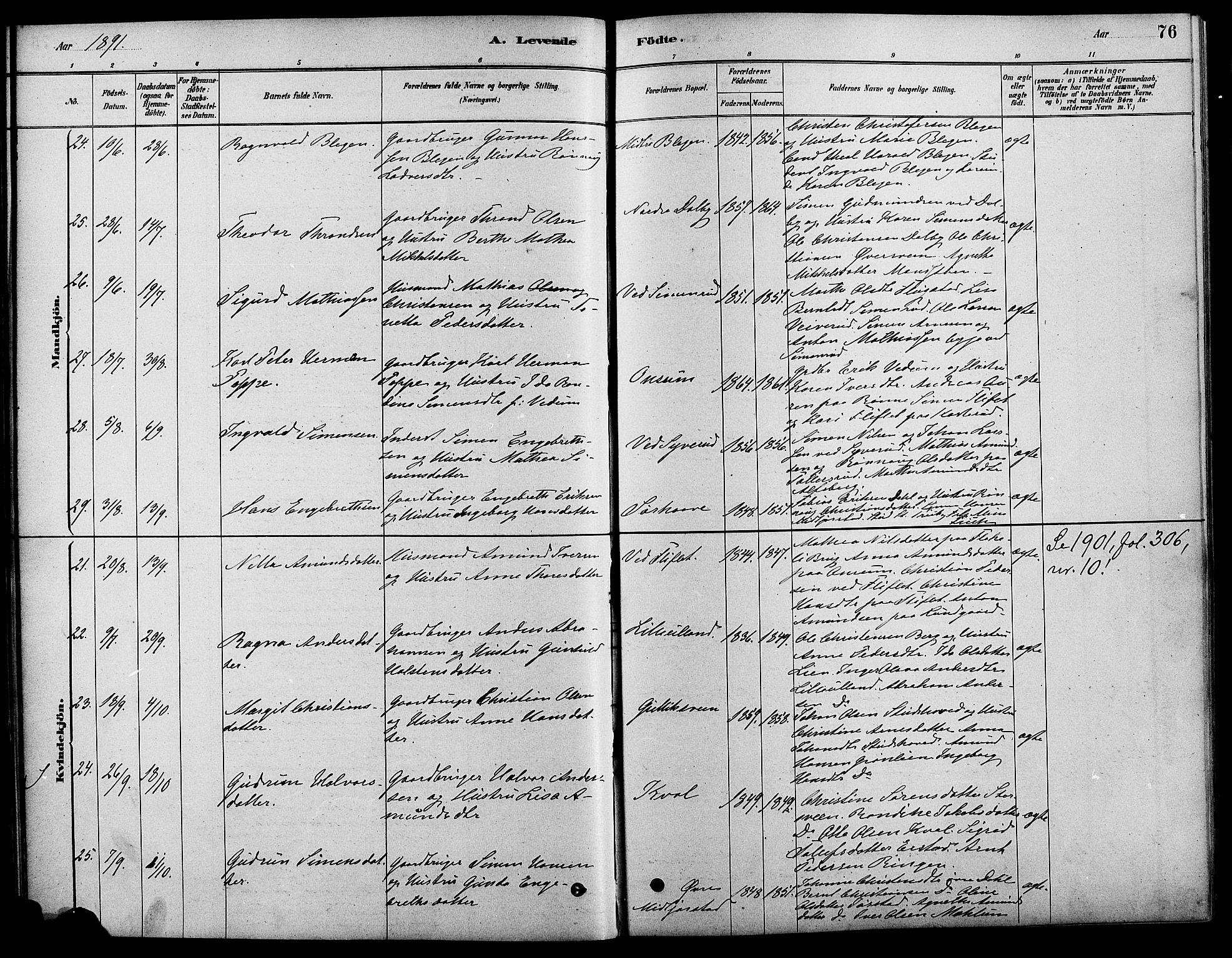 Fåberg prestekontor, AV/SAH-PREST-086/H/Ha/Haa/L0008: Parish register (official) no. 8, 1879-1898, p. 76