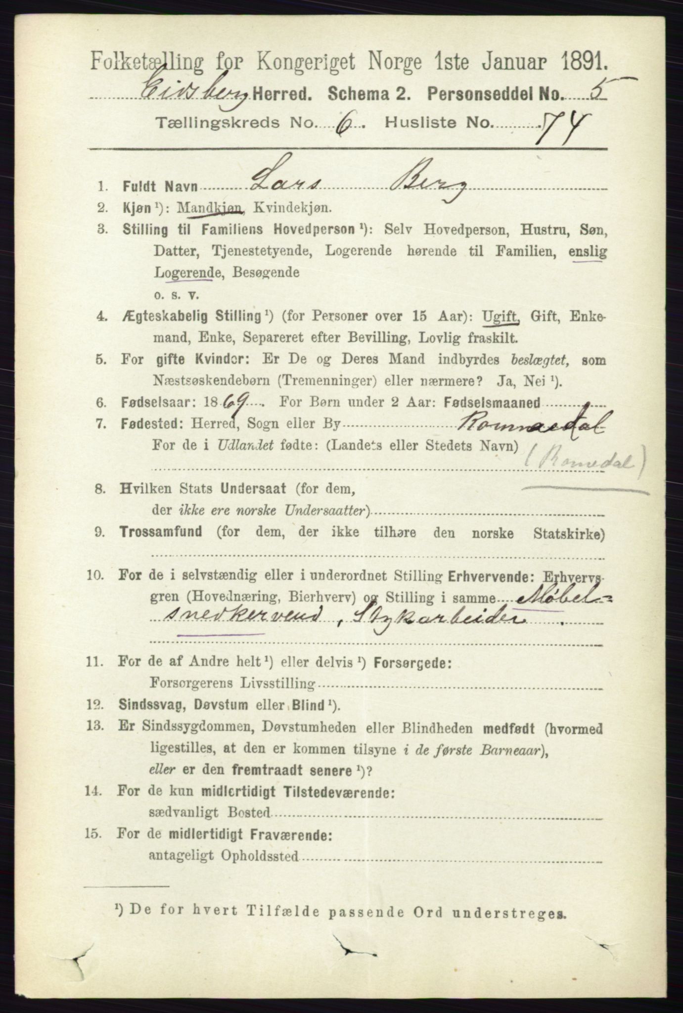 RA, 1891 census for 0125 Eidsberg, 1891, p. 4001