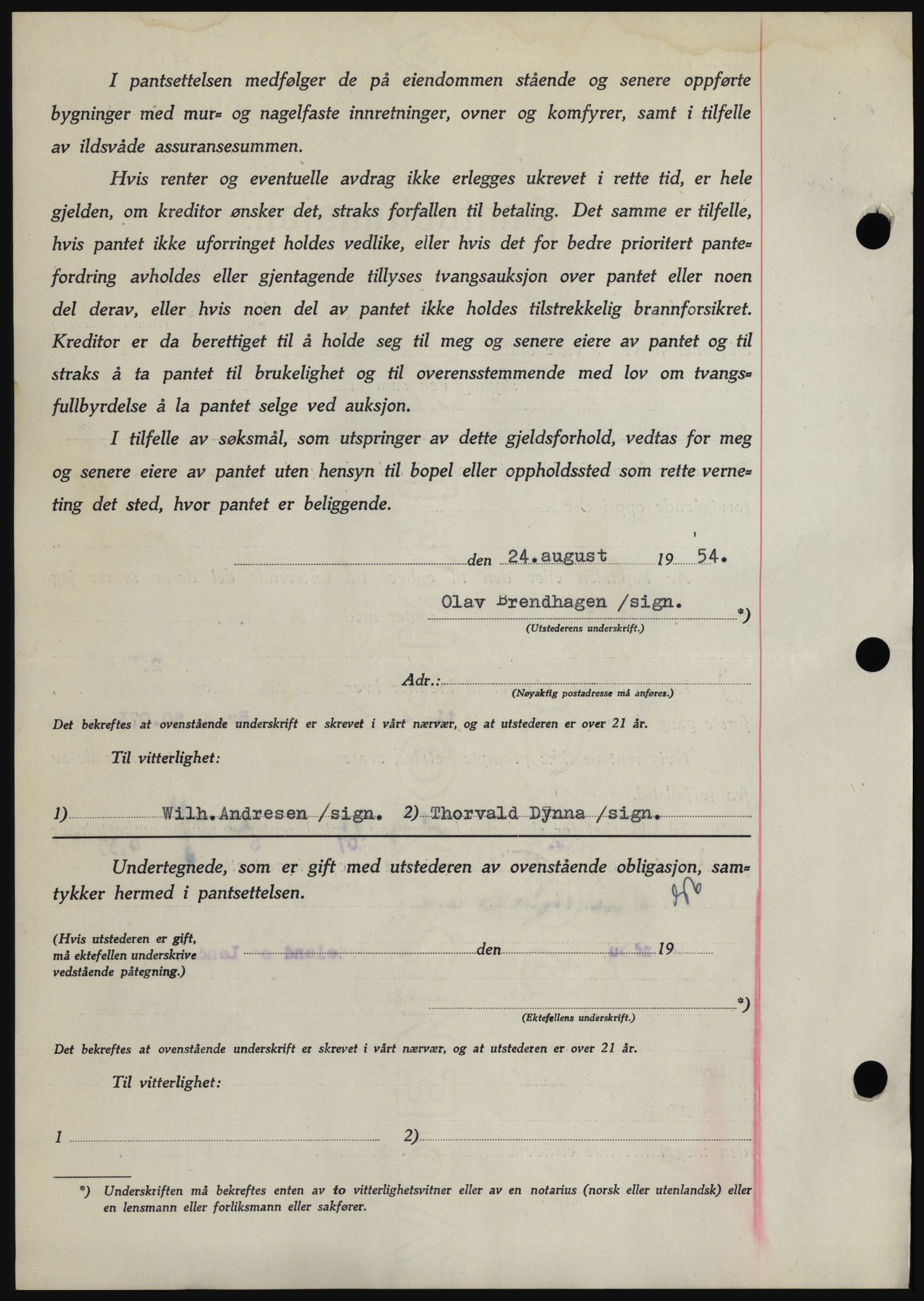 Hadeland og Land tingrett, SAH/TING-010/H/Hb/Hbc/L0030: Mortgage book no. B30, 1954-1954, Diary no: : 3058/1954