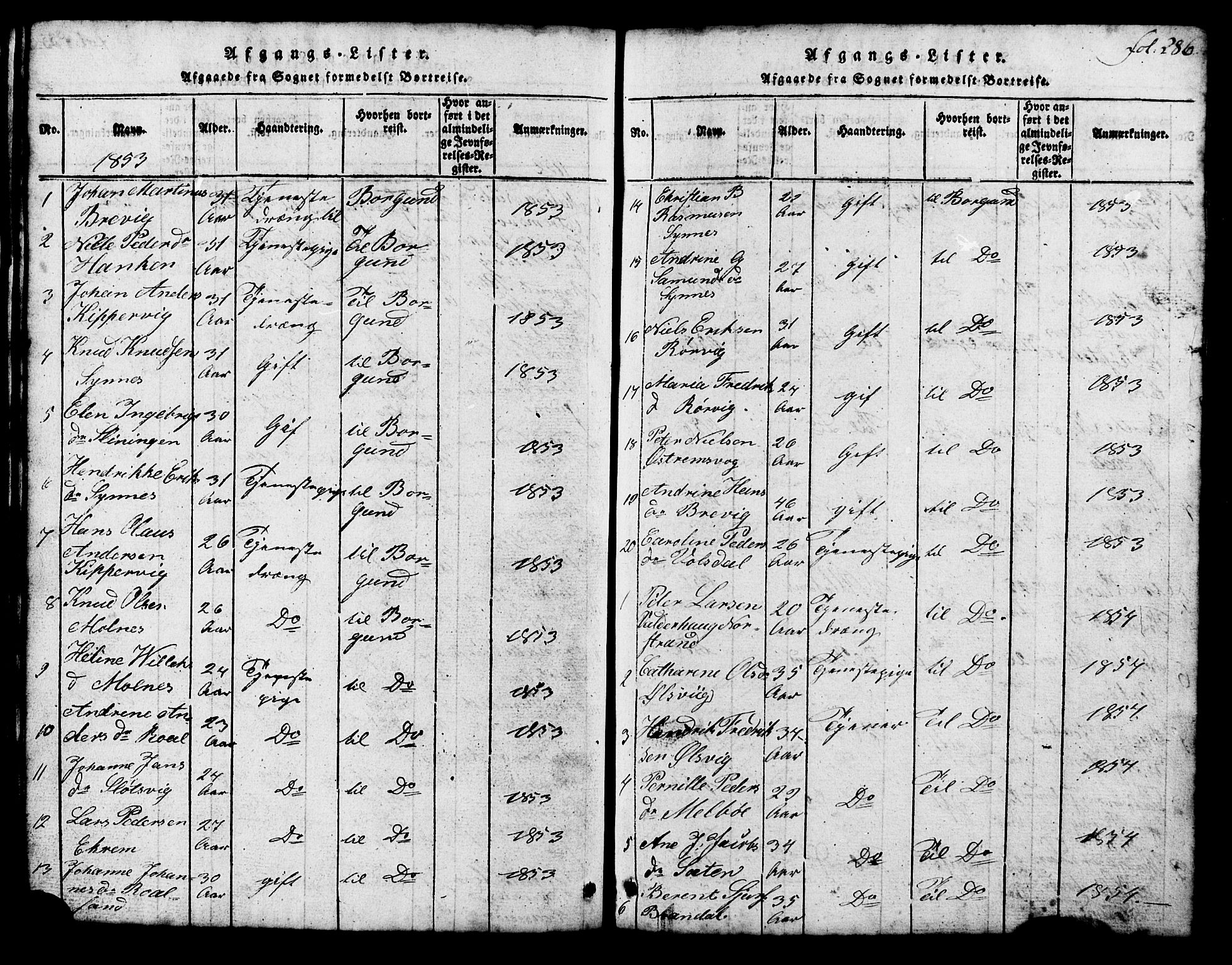 Ministerialprotokoller, klokkerbøker og fødselsregistre - Møre og Romsdal, SAT/A-1454/537/L0520: Parish register (copy) no. 537C01, 1819-1868, p. 286
