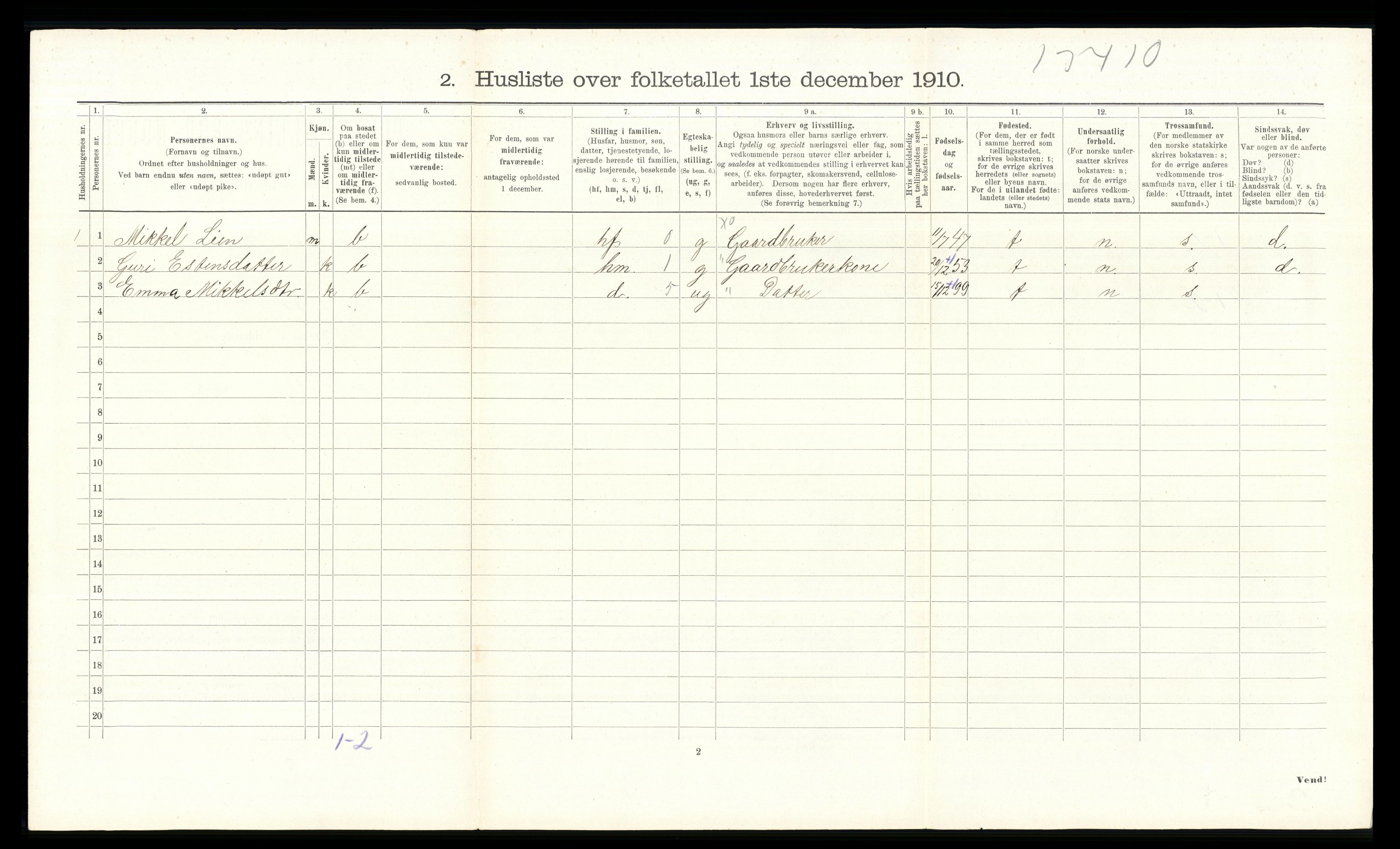 RA, 1910 census for Tolga, 1910, p. 527