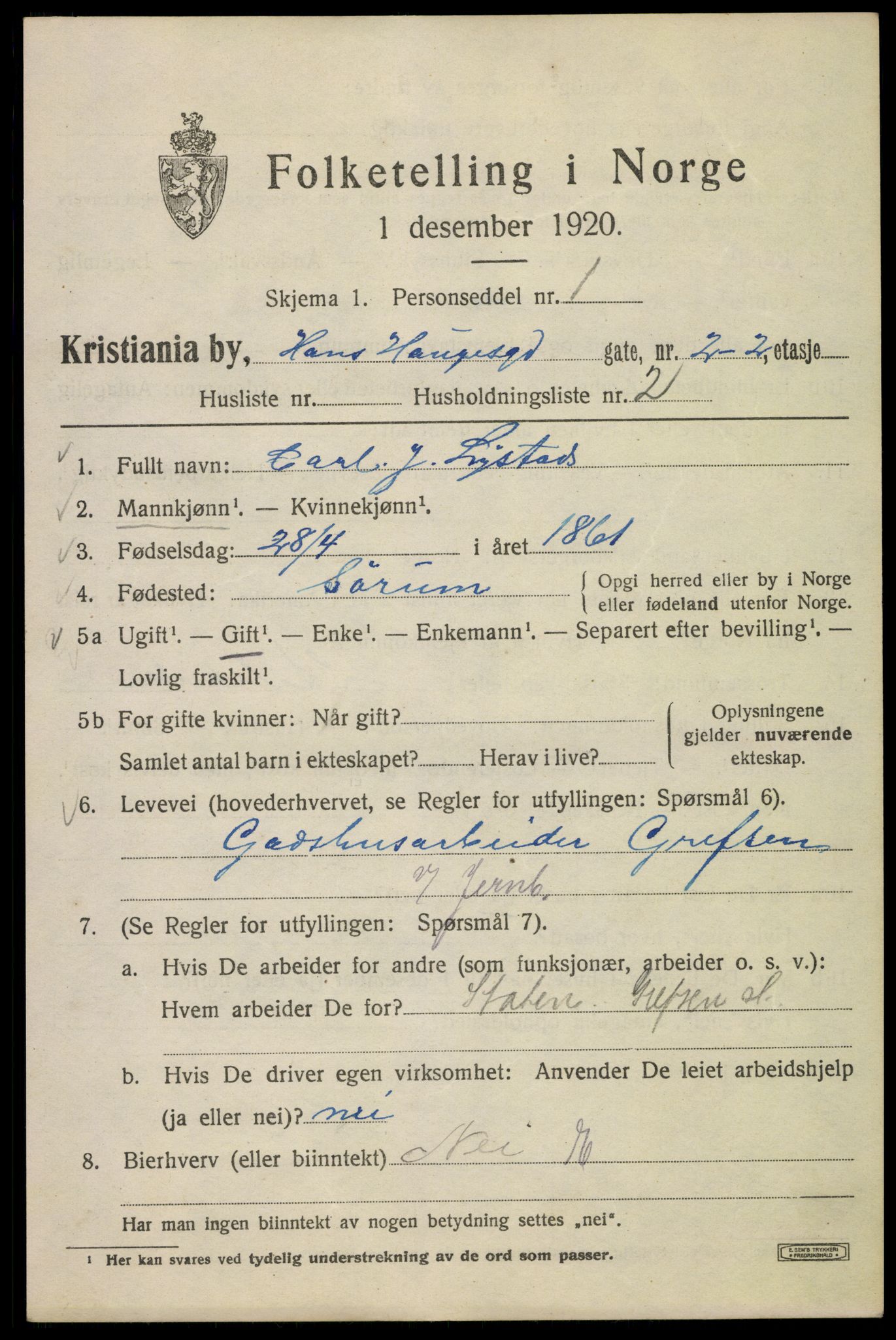 SAO, 1920 census for Kristiania, 1920, p. 269649