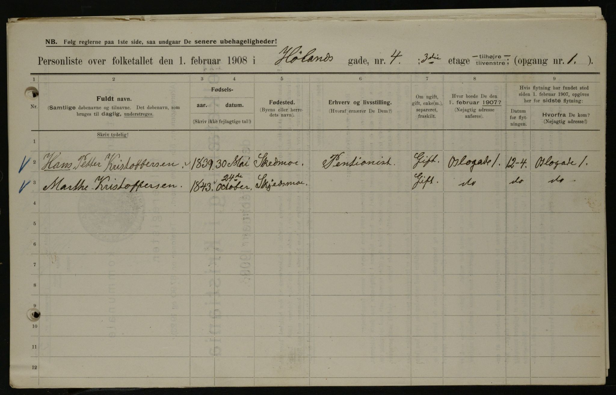 OBA, Municipal Census 1908 for Kristiania, 1908, p. 38036