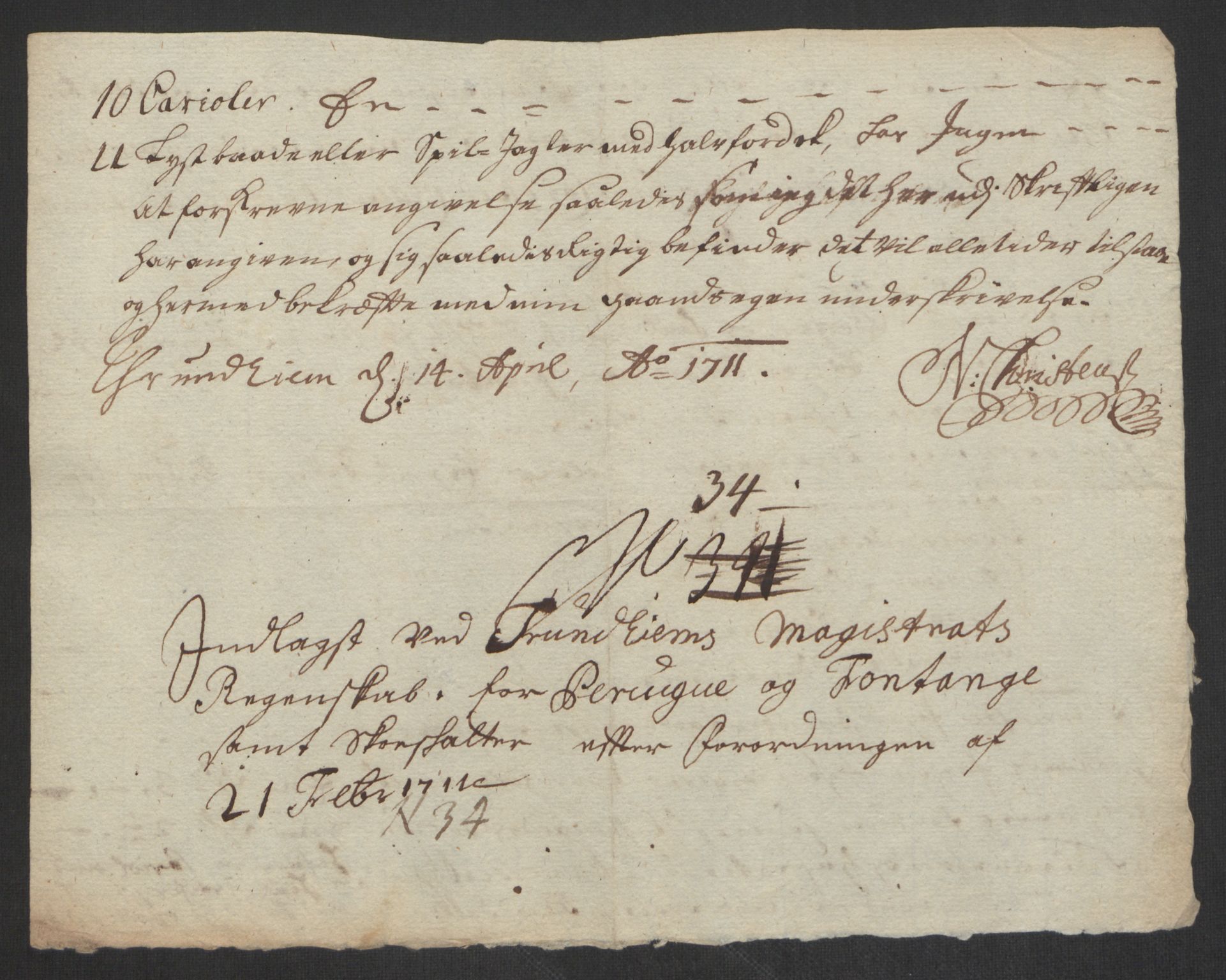 Rentekammeret inntil 1814, Reviderte regnskaper, Byregnskaper, AV/RA-EA-4066/R/Rs/L0507: [S3] Kontribusjonsregnskap, 1699-1711, p. 554