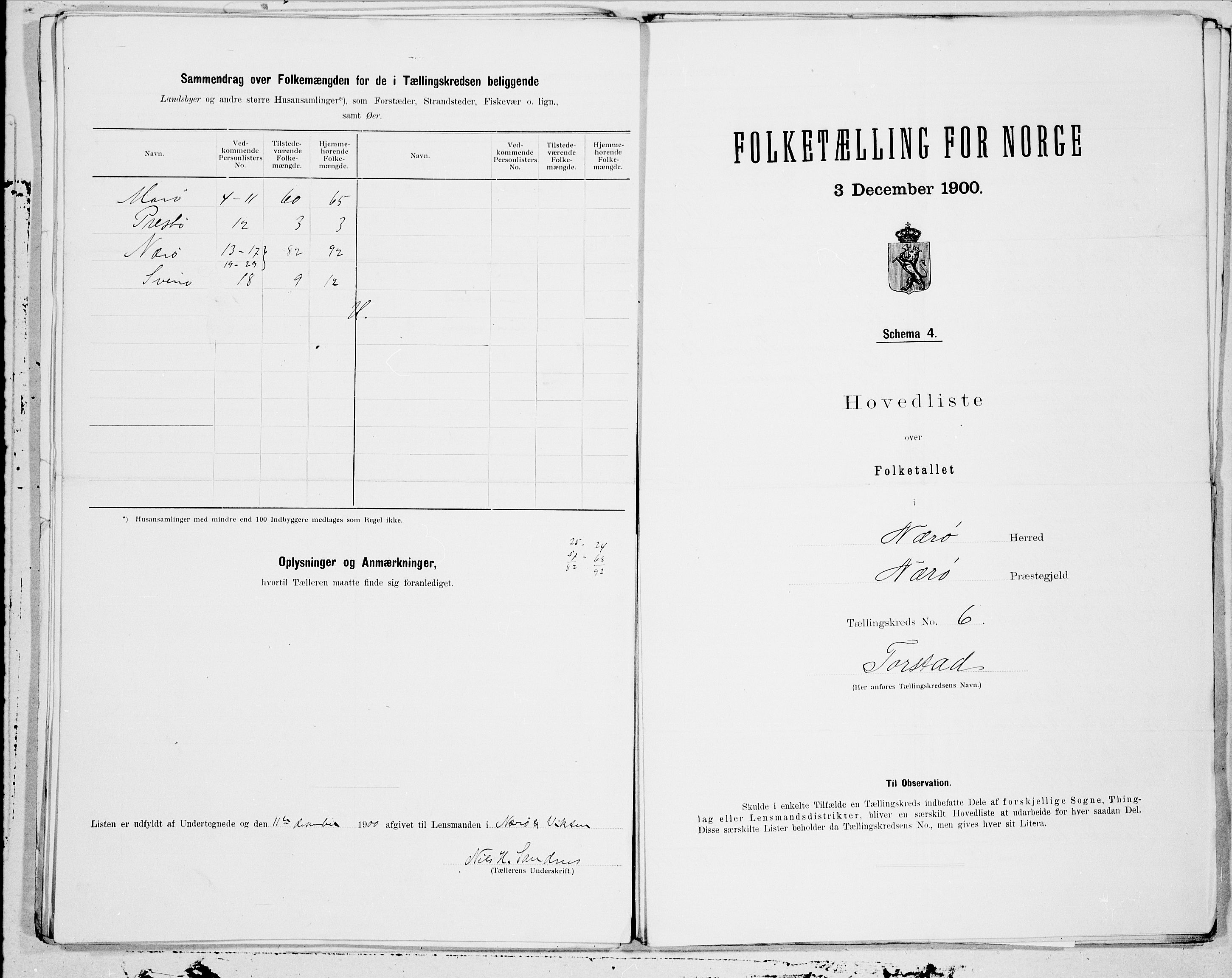 SAT, 1900 census for Nærøy, 1900, p. 12