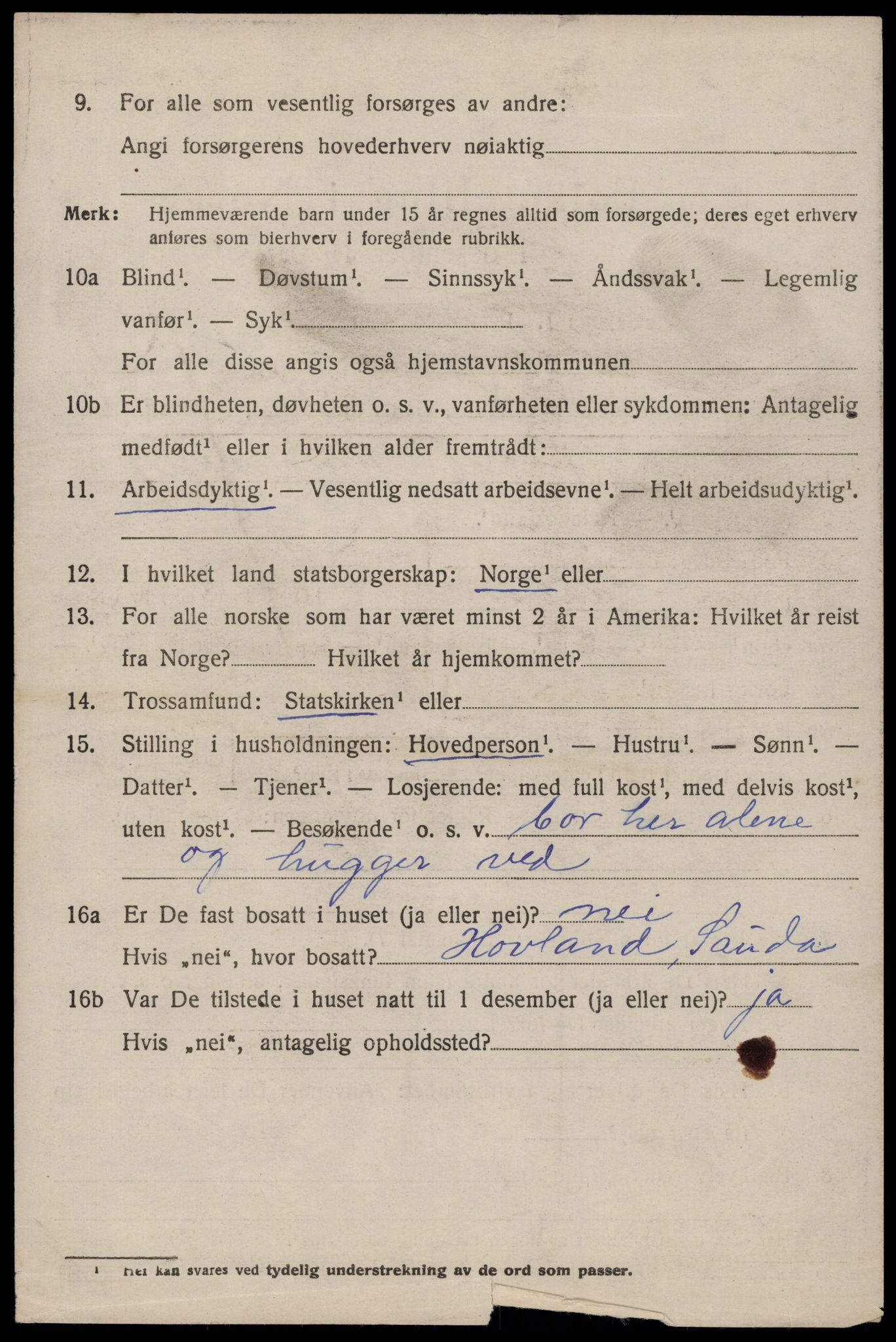 SAST, 1920 census for Sauda, 1920, p. 931