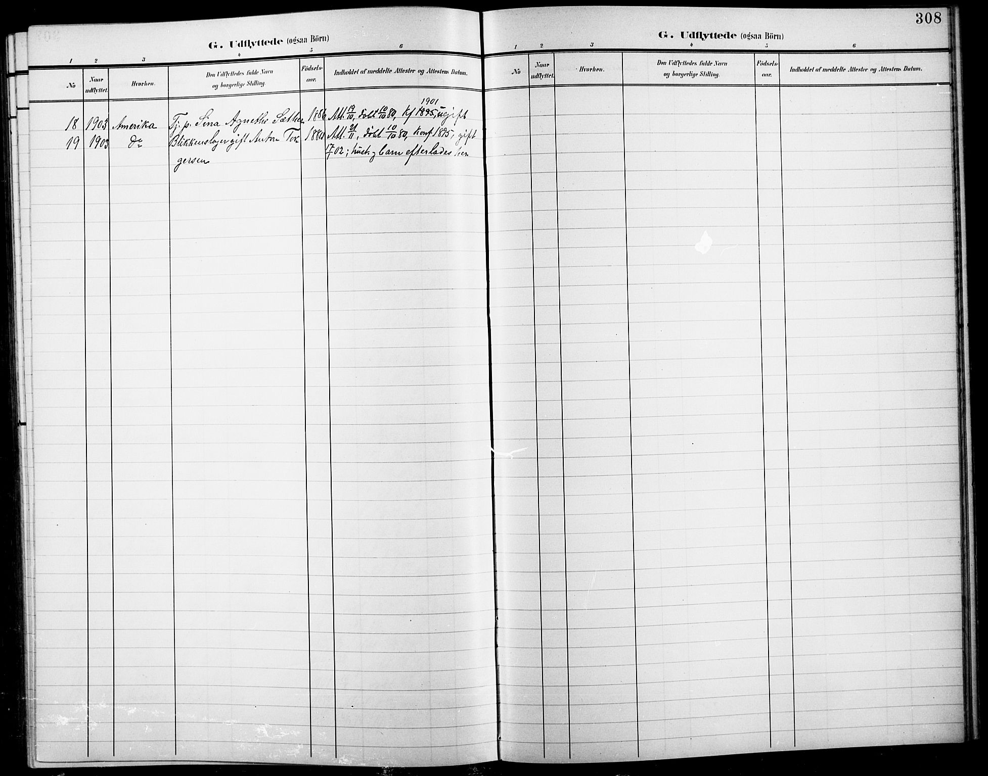 Fåberg prestekontor, SAH/PREST-086/H/Ha/Hab/L0012: Parish register (copy) no. 12, 1903-1924, p. 308