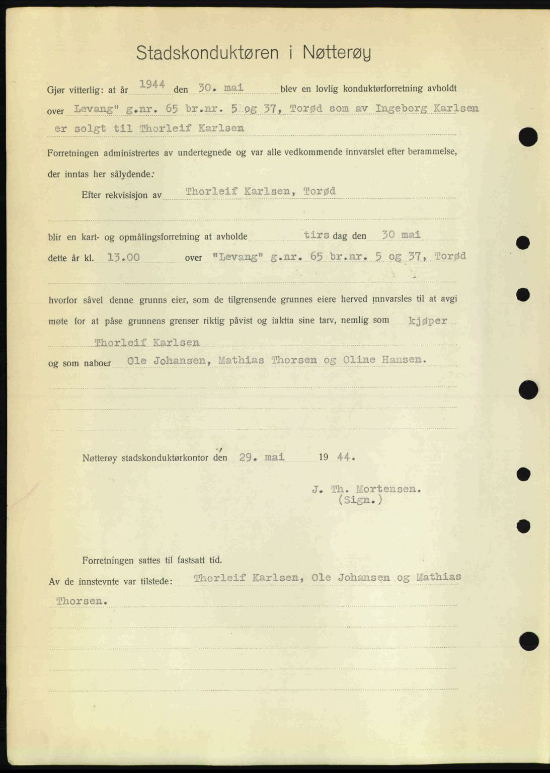 Tønsberg sorenskriveri, AV/SAKO-A-130/G/Ga/Gaa/L0015: Mortgage book no. A15, 1944-1944, Diary no: : 1368/1944