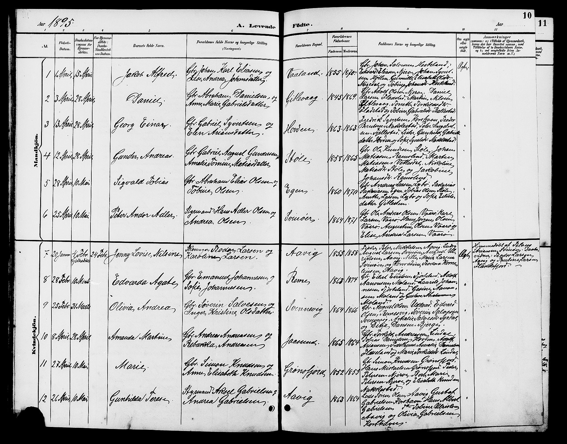 Sør-Audnedal sokneprestkontor, AV/SAK-1111-0039/F/Fb/Fba/L0004: Parish register (copy) no. B 4, 1893-1909, p. 10