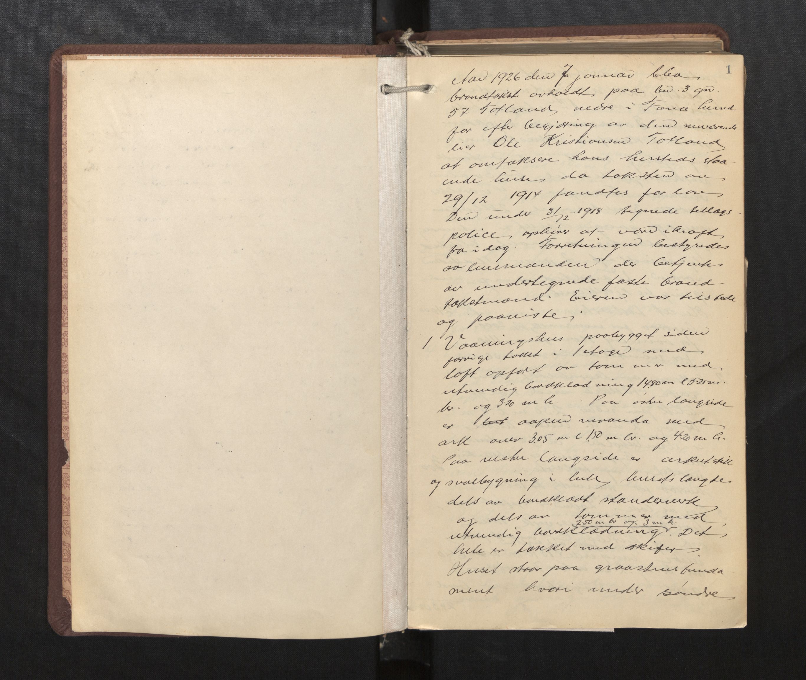 Lensmannen i Fana, AV/SAB-A-31801/0012/L0011: Branntakstprotokoll, 1926-1928, p. 1