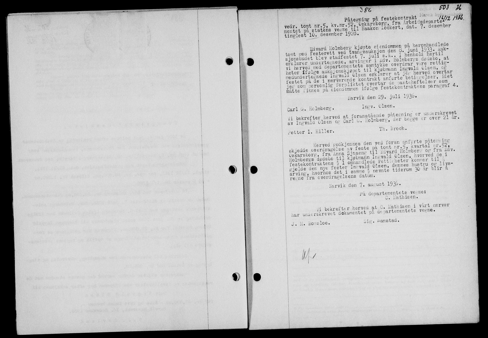 Narvik sorenskriveri, SAT/A-0002/1/2/2C/2Ca/L0011: Mortgage book no. 14, 1935-1937, Deed date: 16.12.1936