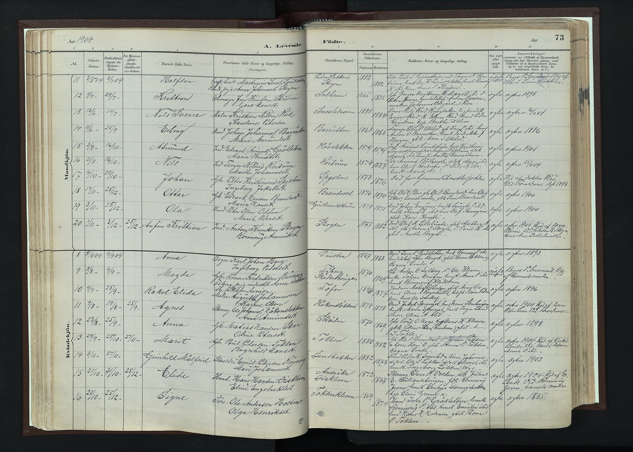 Nord-Fron prestekontor, SAH/PREST-080/H/Ha/Haa/L0004: Parish register (official) no. 4, 1884-1914, p. 73