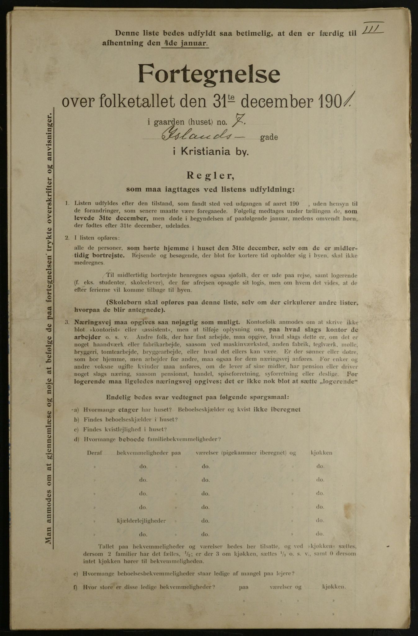 OBA, Municipal Census 1901 for Kristiania, 1901, p. 7033