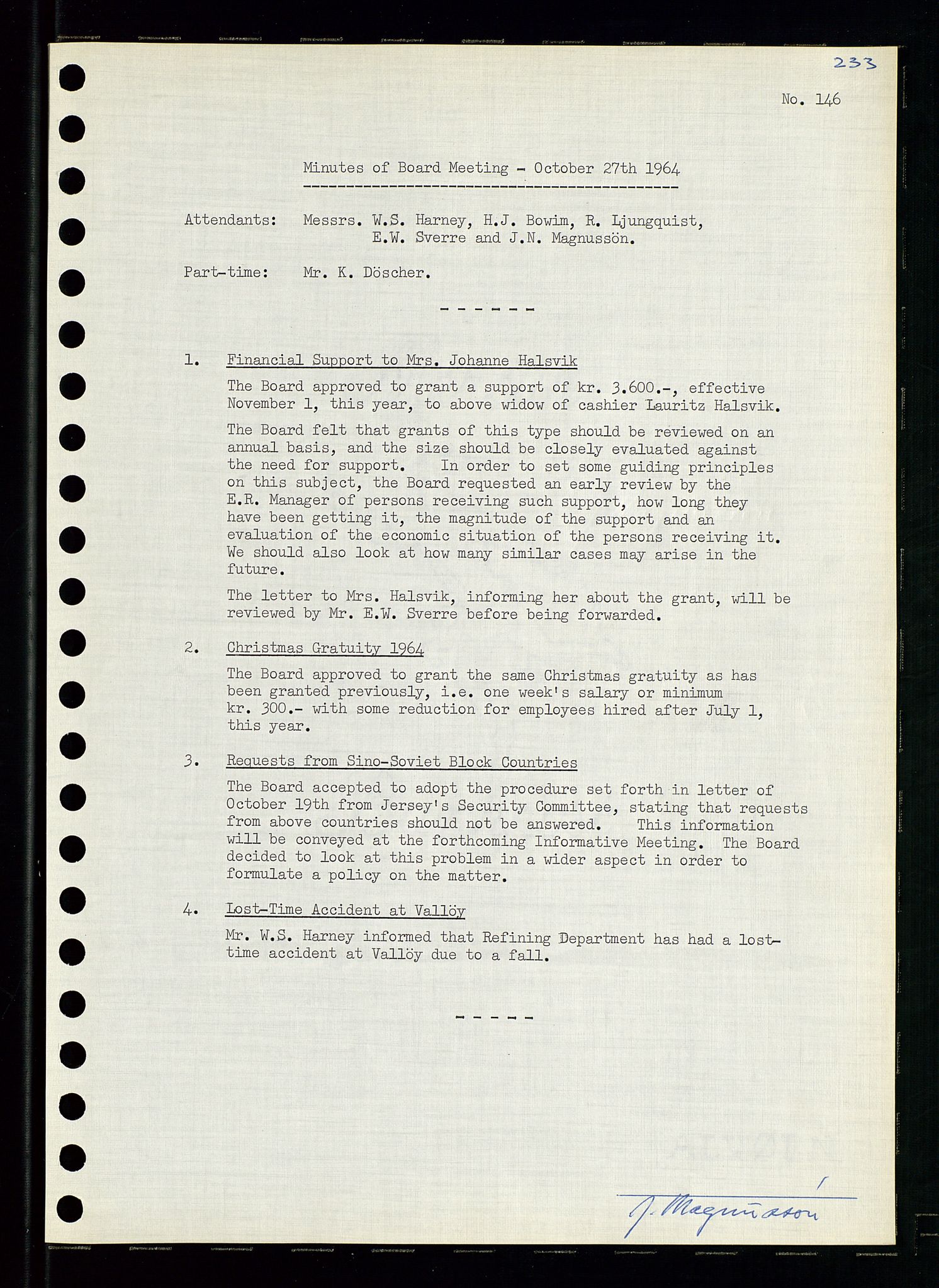 Pa 0982 - Esso Norge A/S, AV/SAST-A-100448/A/Aa/L0001/0004: Den administrerende direksjon Board minutes (styrereferater) / Den administrerende direksjon Board minutes (styrereferater), 1963-1964, p. 30