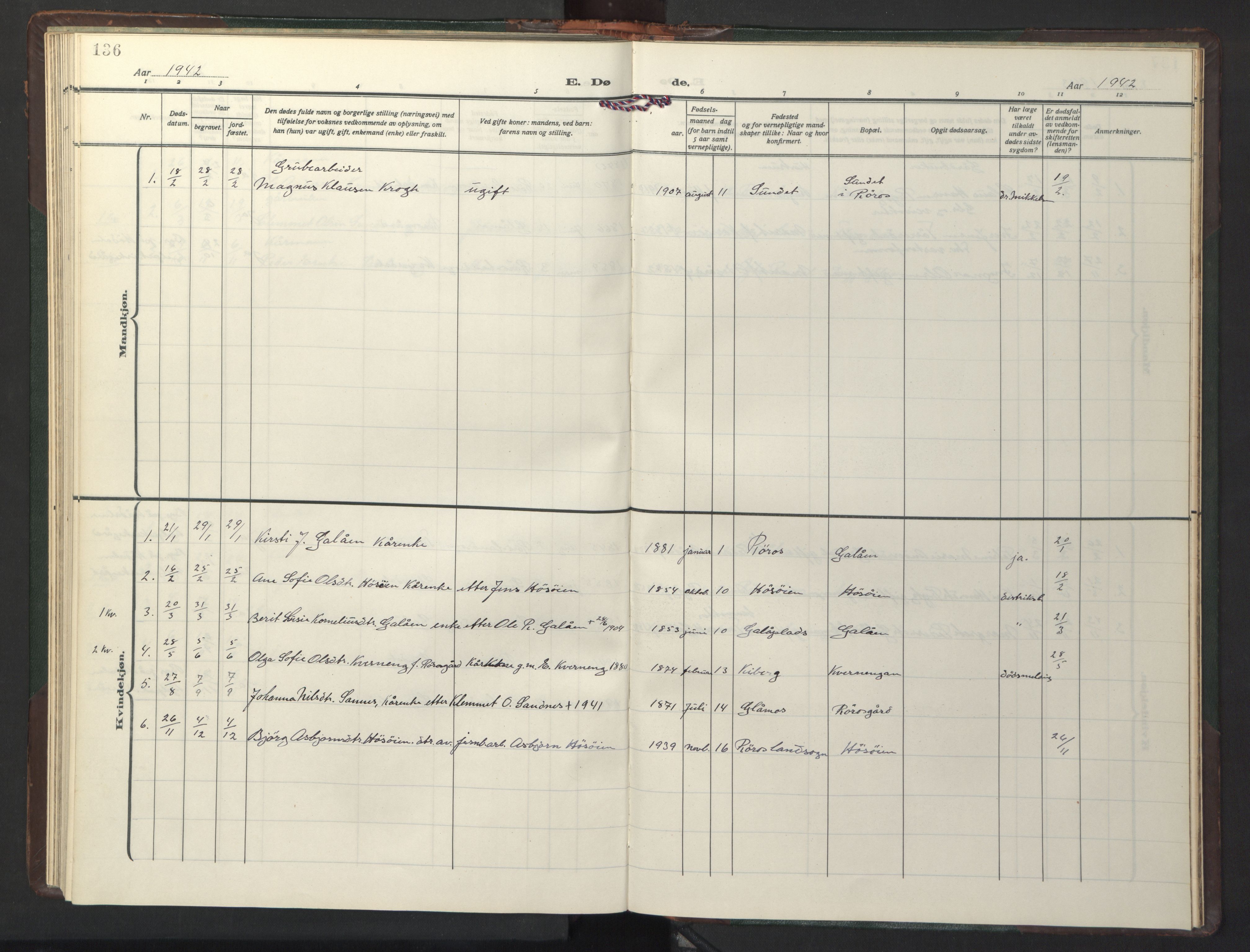 Ministerialprotokoller, klokkerbøker og fødselsregistre - Sør-Trøndelag, SAT/A-1456/681/L0944: Parish register (copy) no. 681C08, 1926-1954, p. 136