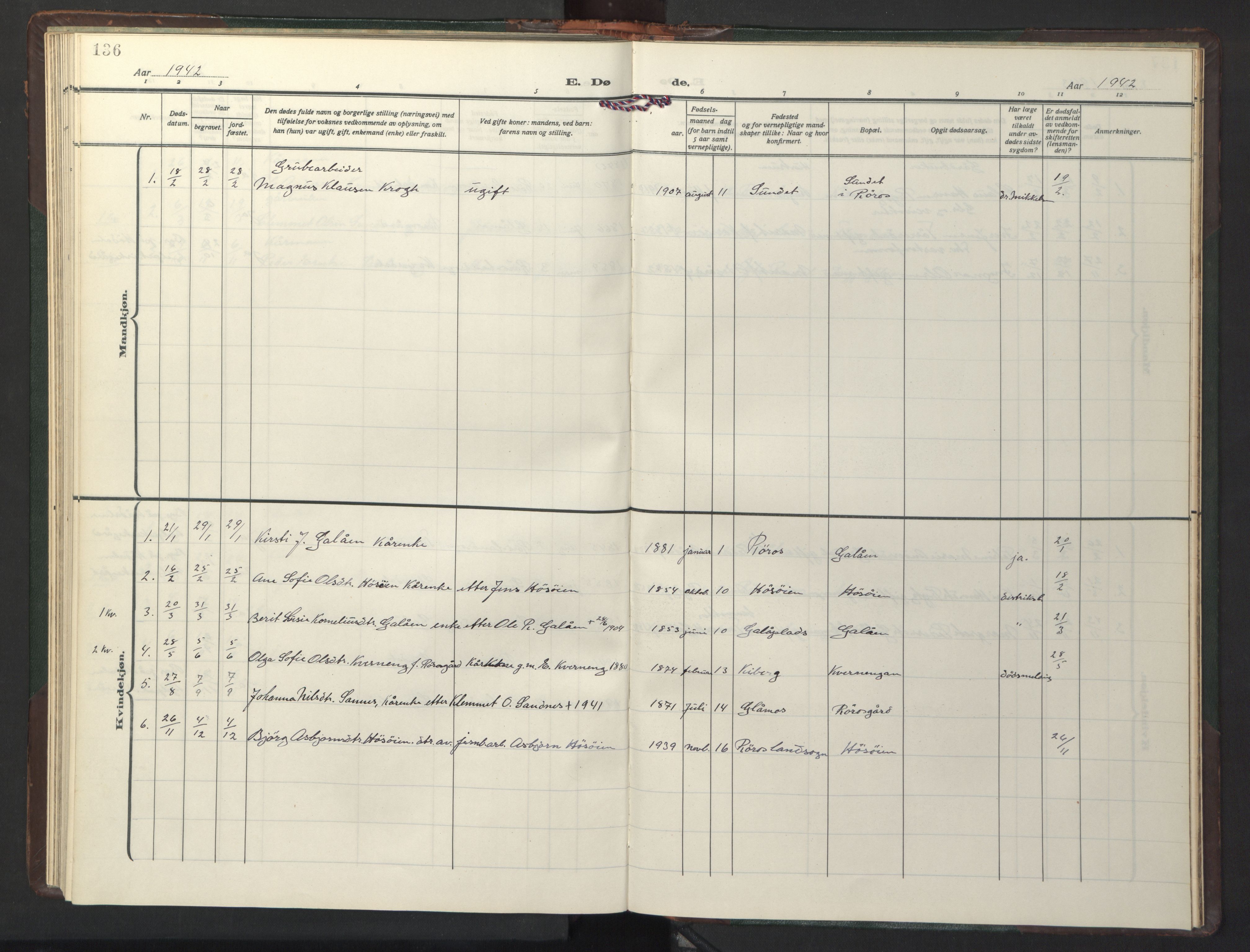 Ministerialprotokoller, klokkerbøker og fødselsregistre - Sør-Trøndelag, AV/SAT-A-1456/681/L0944: Parish register (copy) no. 681C08, 1926-1954, p. 136