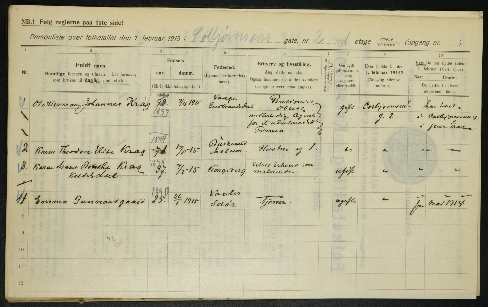 OBA, Municipal Census 1915 for Kristiania, 1915, p. 12905