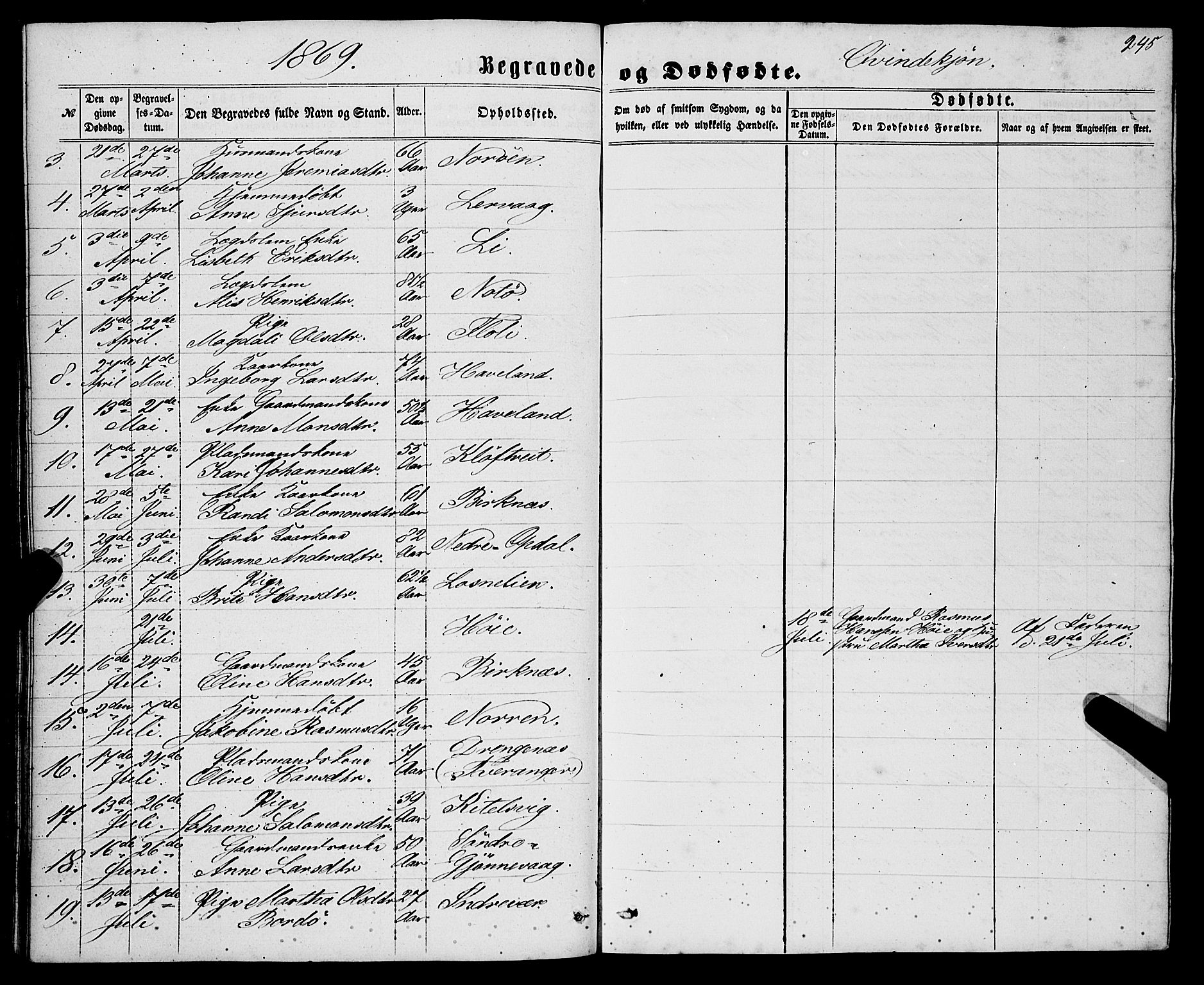 Gulen sokneprestembete, AV/SAB-A-80201/H/Haa/Haaa/L0022: Parish register (official) no. A 22, 1859-1869, p. 245