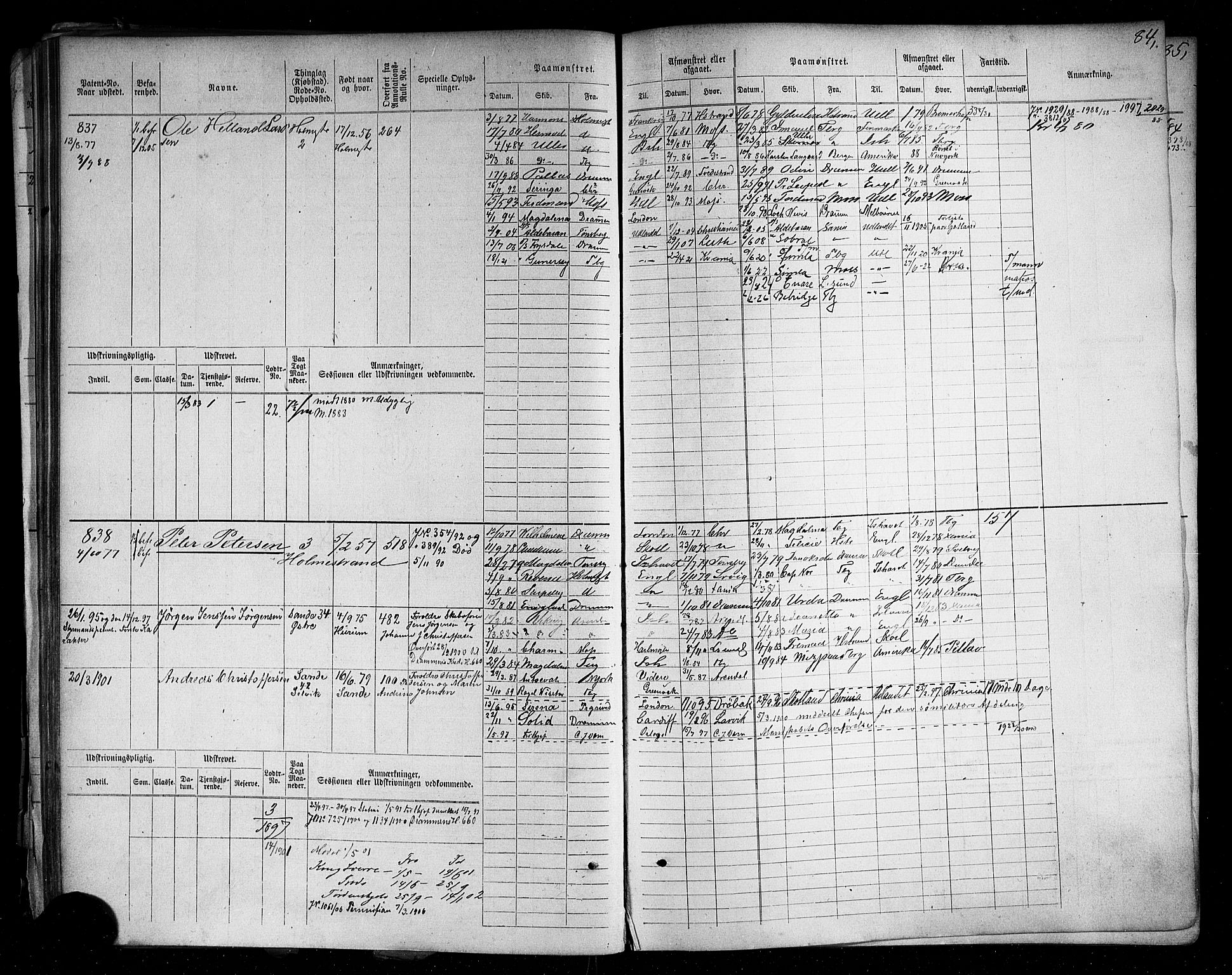 Holmestrand innrulleringskontor, AV/SAKO-A-1151/F/Fc/L0004: Hovedrulle, 1872-1913, p. 121