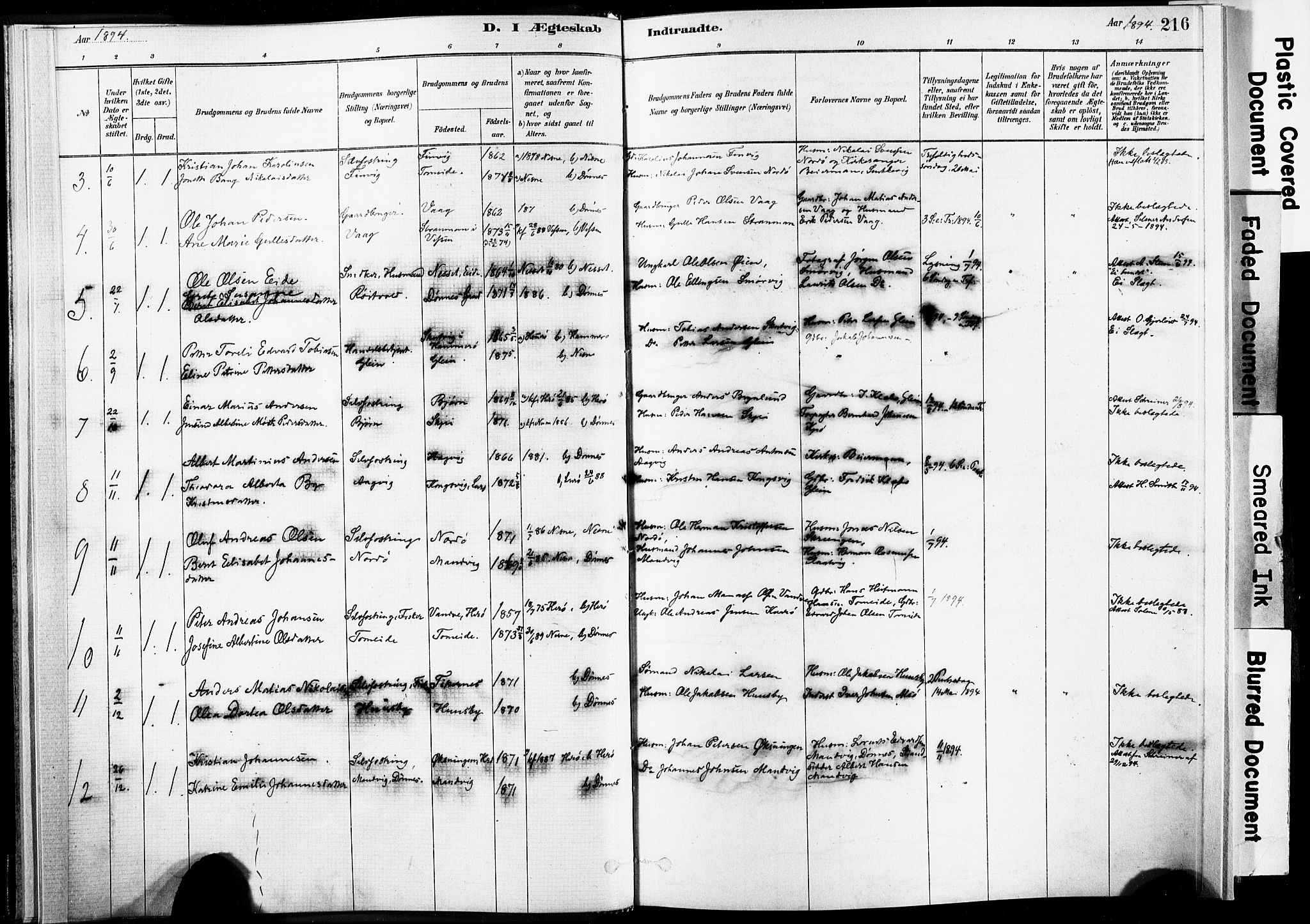 Ministerialprotokoller, klokkerbøker og fødselsregistre - Nordland, AV/SAT-A-1459/835/L0526: Parish register (official) no. 835A03II, 1881-1910, p. 216