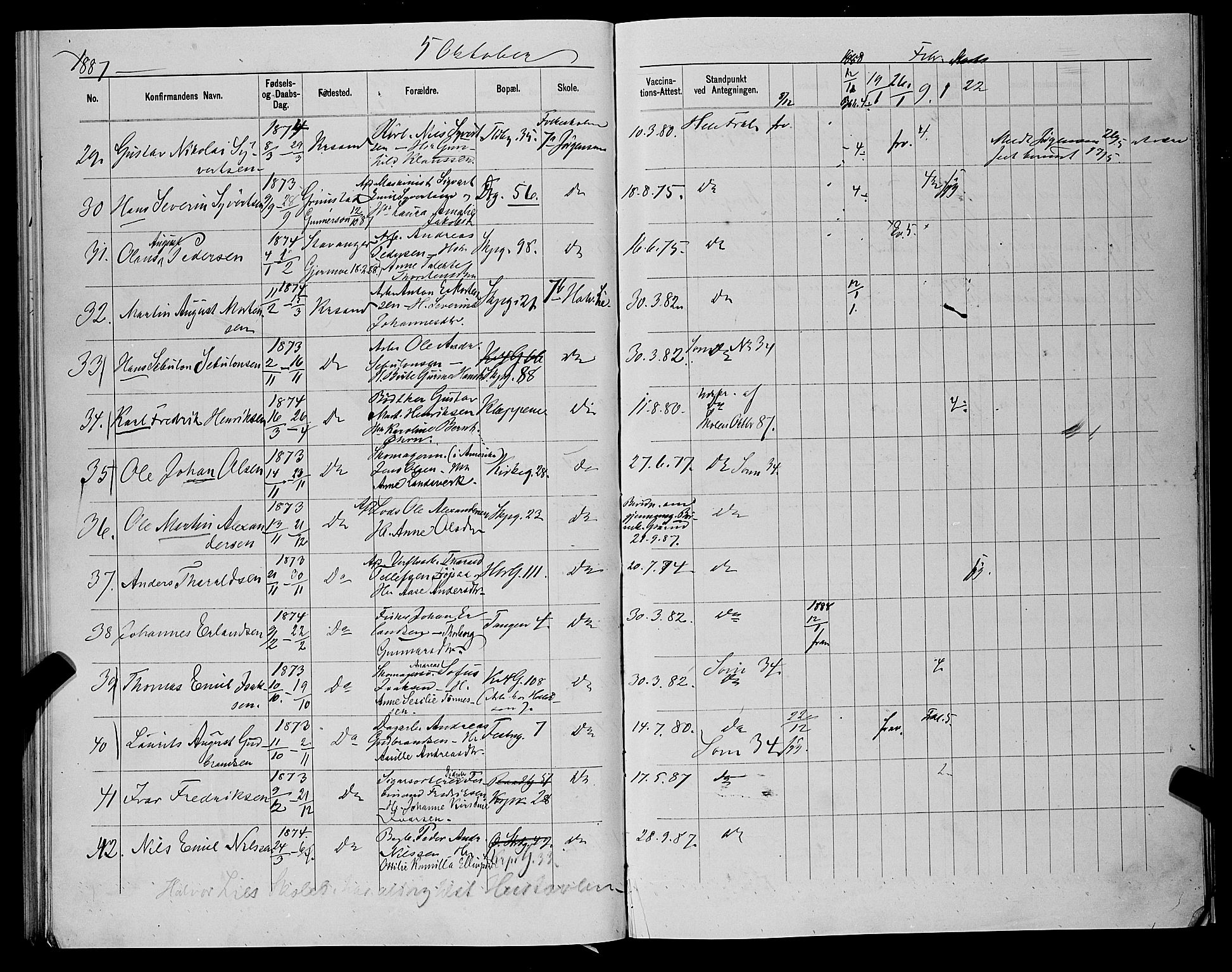 Kristiansand domprosti, AV/SAK-1112-0006/F/Fb/L0015: Parish register (copy) no. B 15, 1881-1890