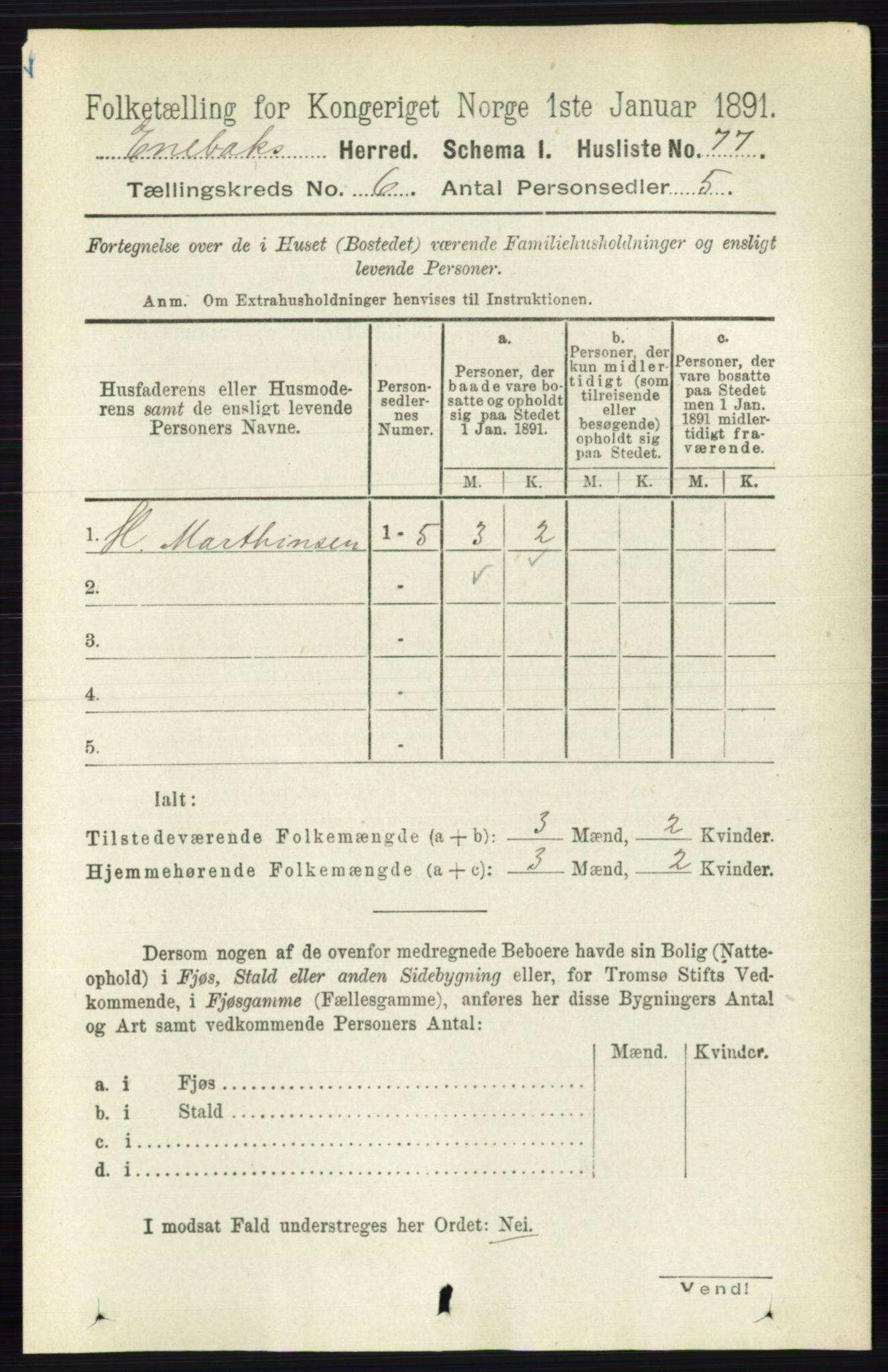 RA, 1891 census for 0229 Enebakk, 1891, p. 2871