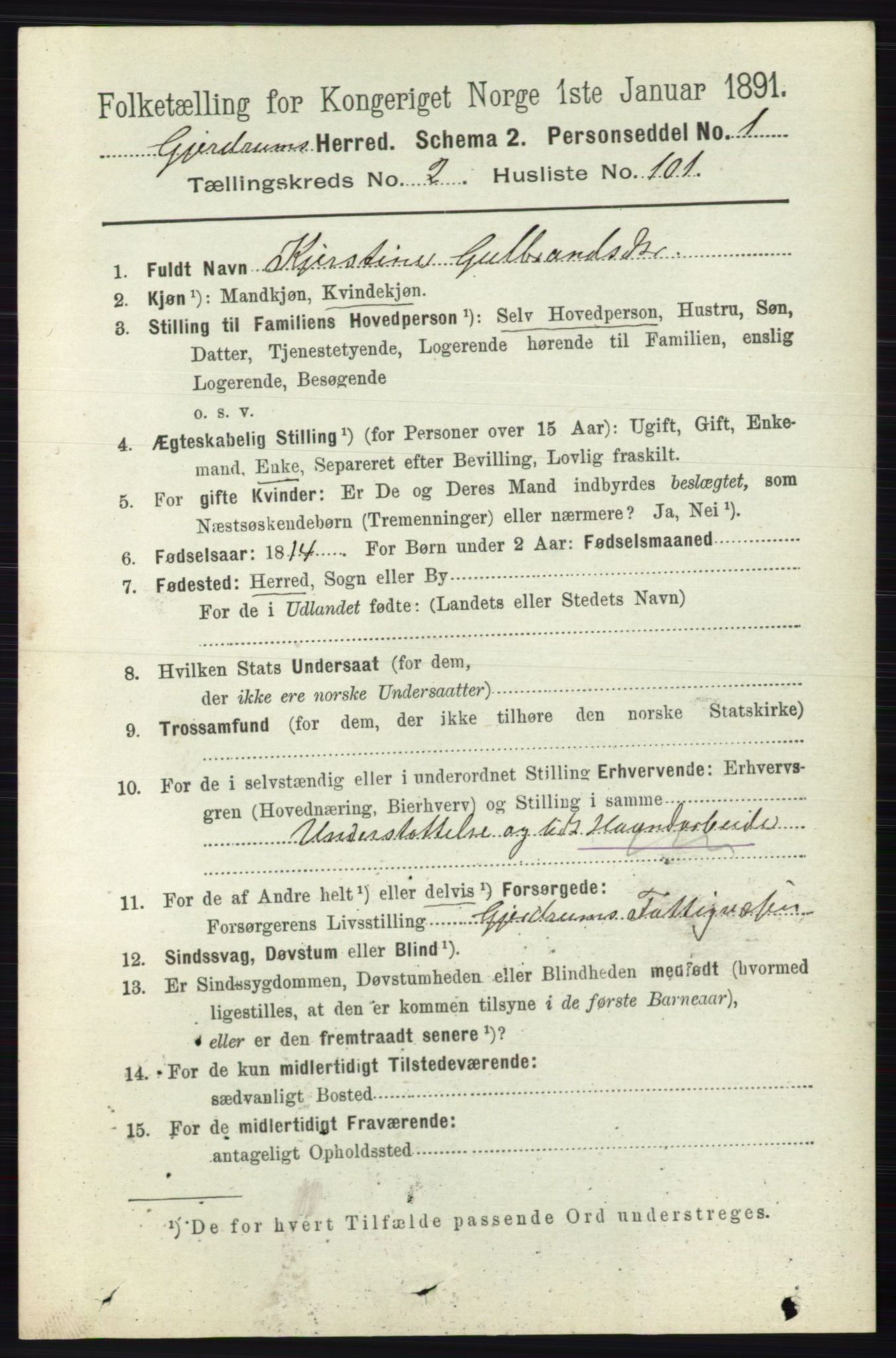 RA, 1891 census for 0234 Gjerdrum, 1891, p. 1152