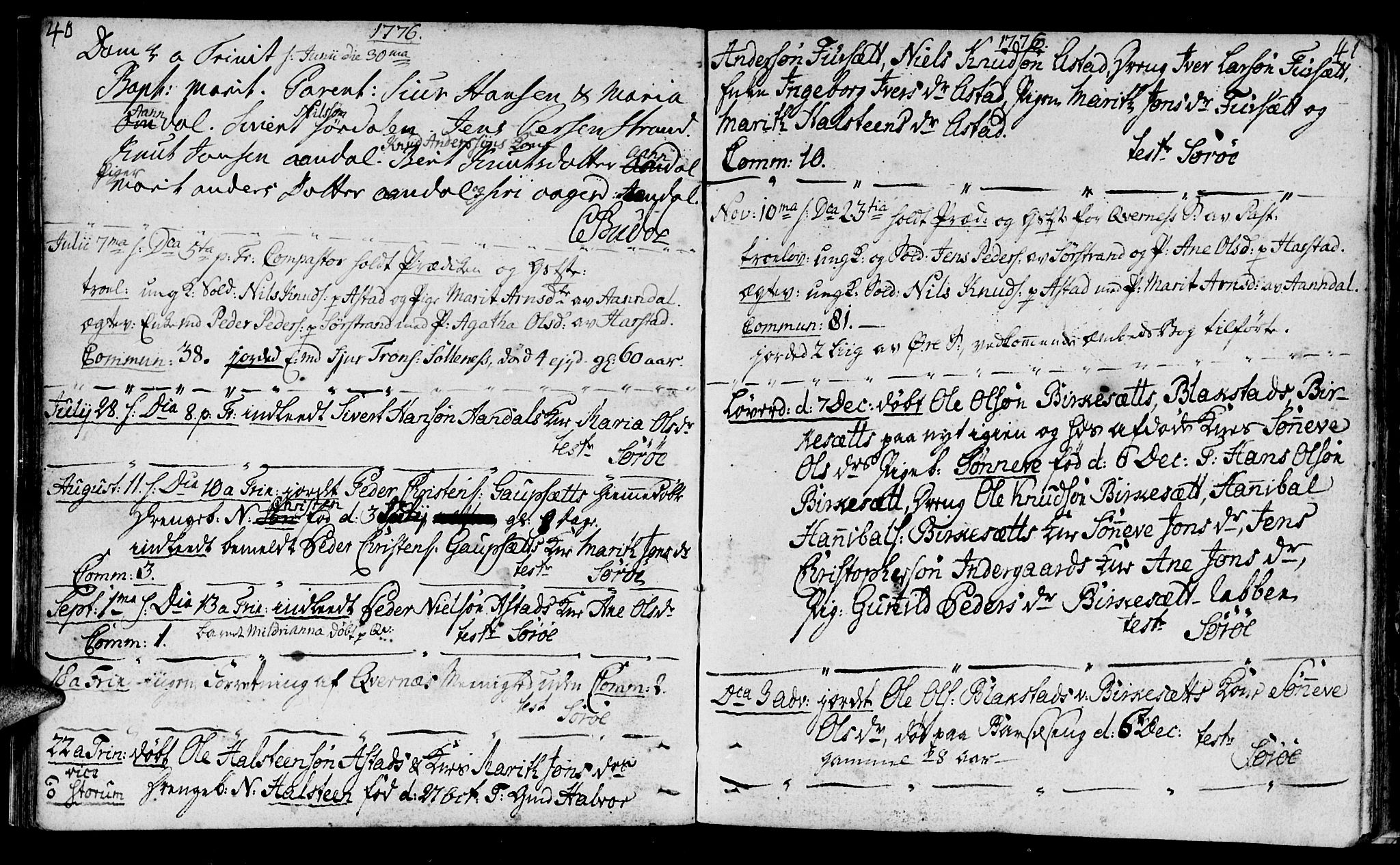 Ministerialprotokoller, klokkerbøker og fødselsregistre - Møre og Romsdal, AV/SAT-A-1454/584/L0962: Parish register (official) no. 584A02, 1765-1812, p. 40-41