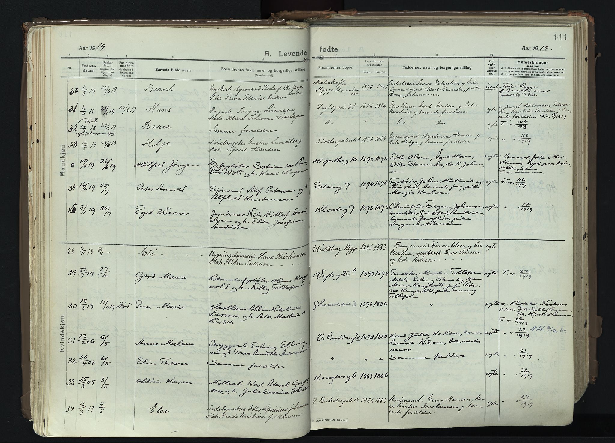 Moss prestekontor Kirkebøker, AV/SAO-A-2003/F/Fb/L0005: Parish register (official) no. II 5, 1913-1923, p. 111