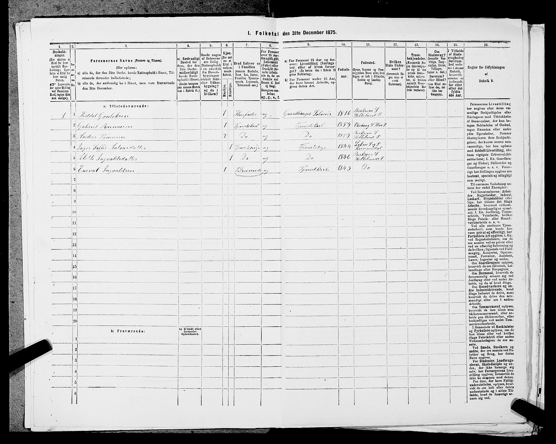 SAST, 1875 census for 1121P Lye, 1875, p. 1018