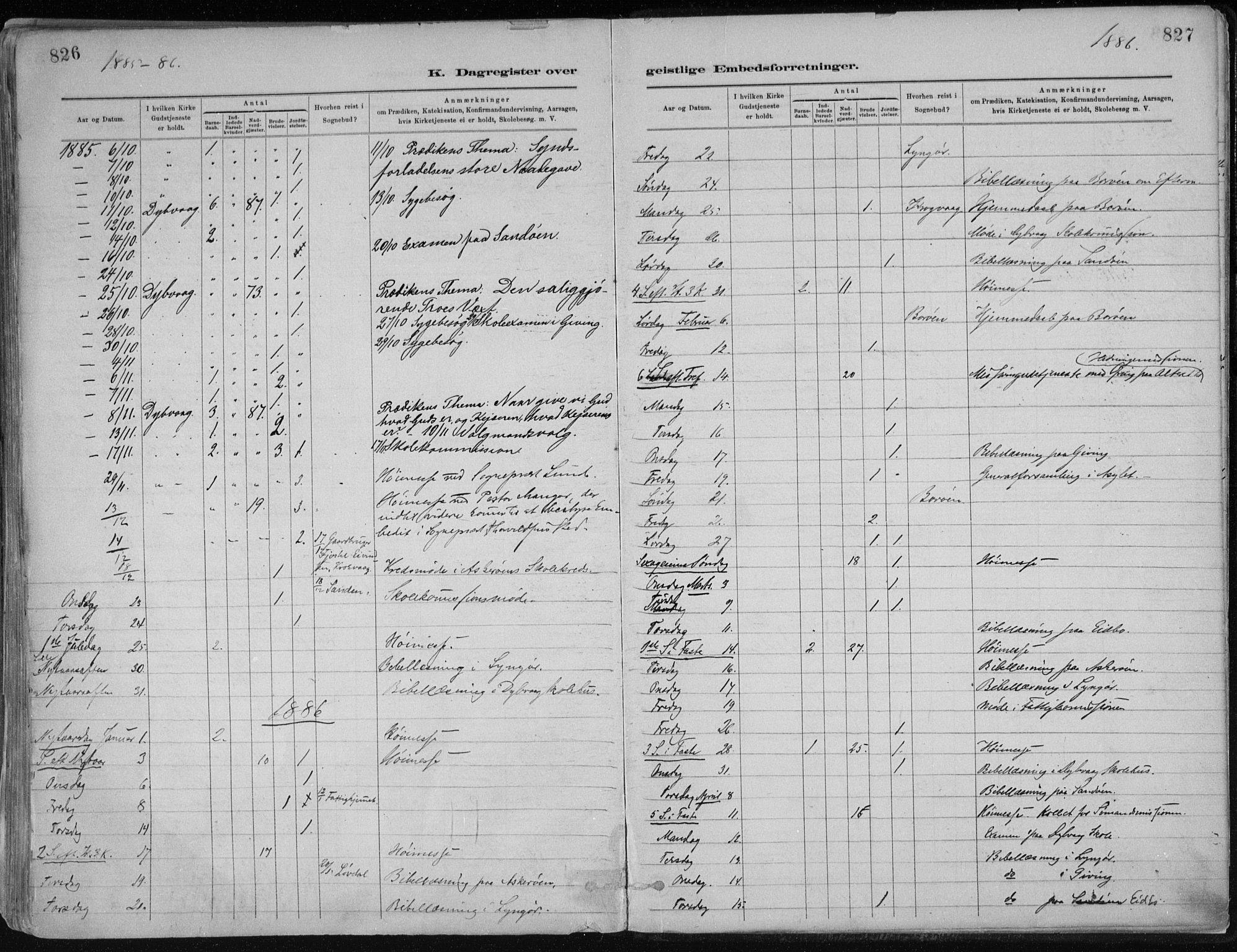 Dypvåg sokneprestkontor, AV/SAK-1111-0007/F/Fa/Faa/L0008: Parish register (official) no. A 8, 1885-1906, p. 826-827