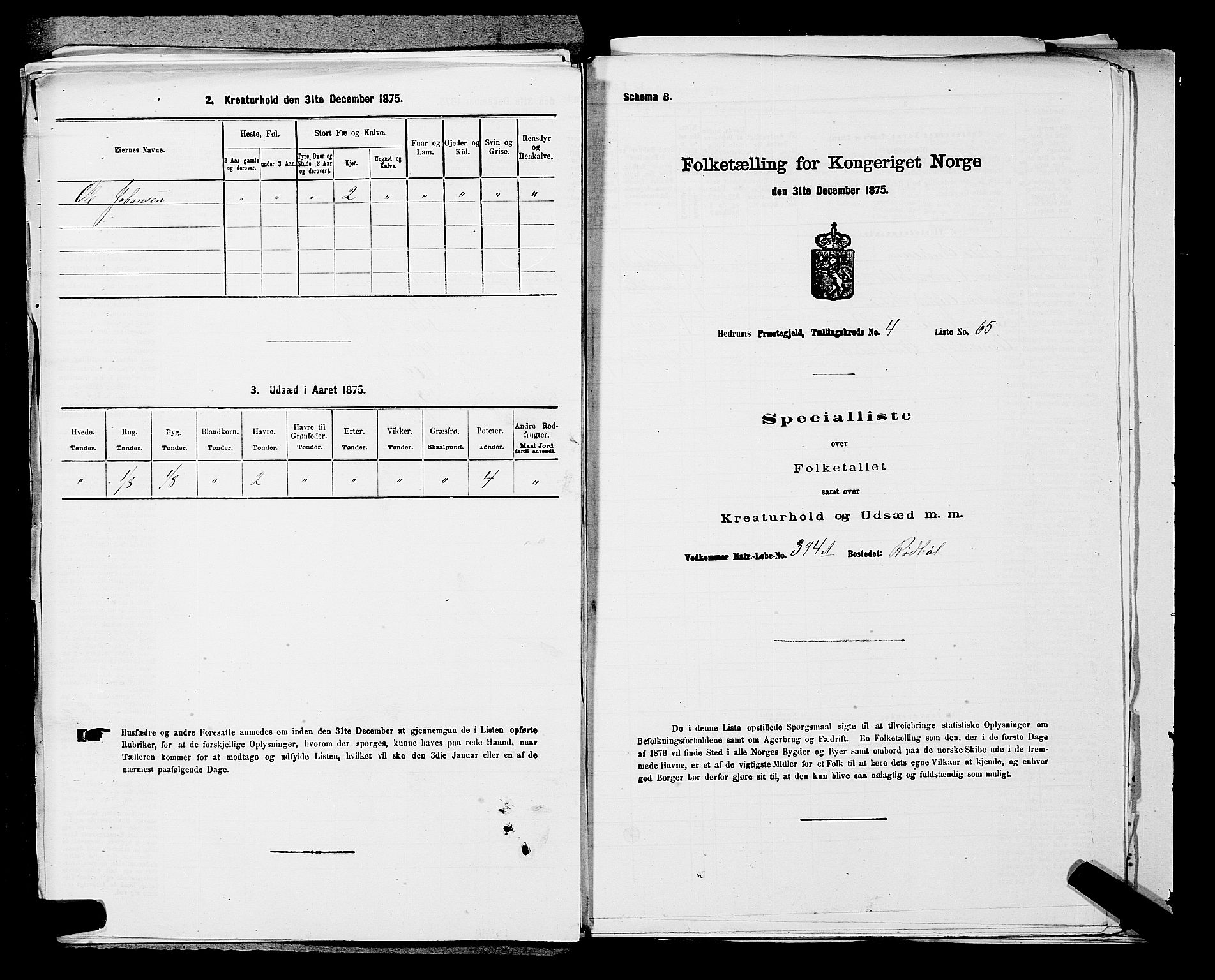 SAKO, 1875 census for 0727P Hedrum, 1875, p. 477