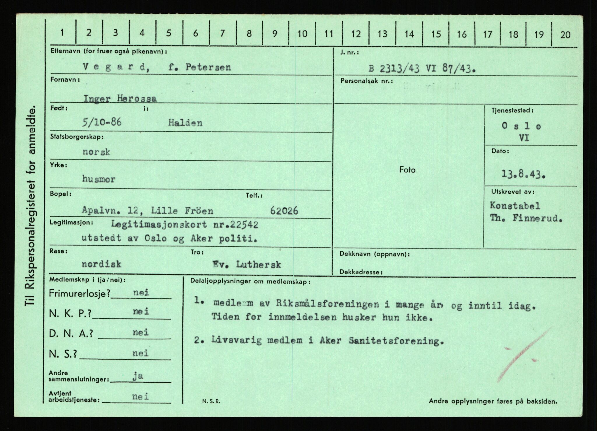 Statspolitiet - Hovedkontoret / Osloavdelingen, AV/RA-S-1329/C/Ca/L0016: Uberg - Øystese, 1943-1945, p. 752