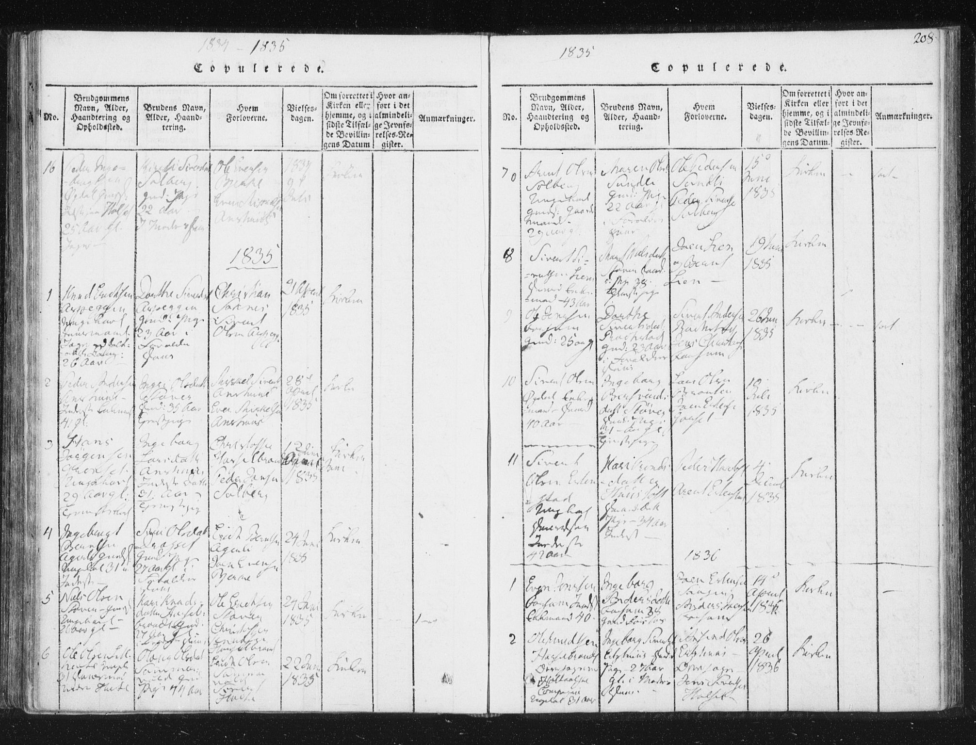 Ministerialprotokoller, klokkerbøker og fødselsregistre - Sør-Trøndelag, SAT/A-1456/689/L1037: Parish register (official) no. 689A02, 1816-1842, p. 208
