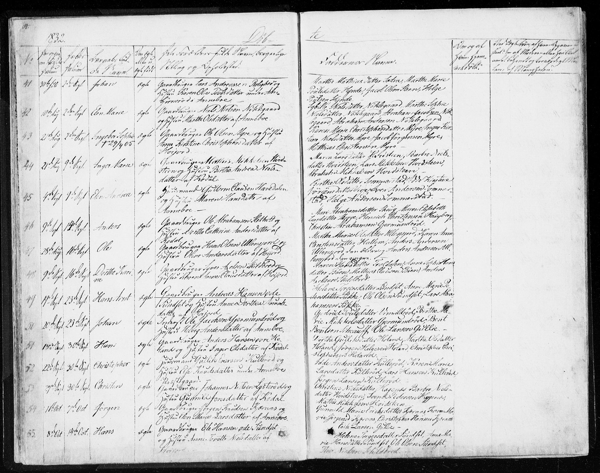 Andebu kirkebøker, AV/SAKO-A-336/F/Fa/L0004: Parish register (official) no. 4, 1829-1856, p. 44-45