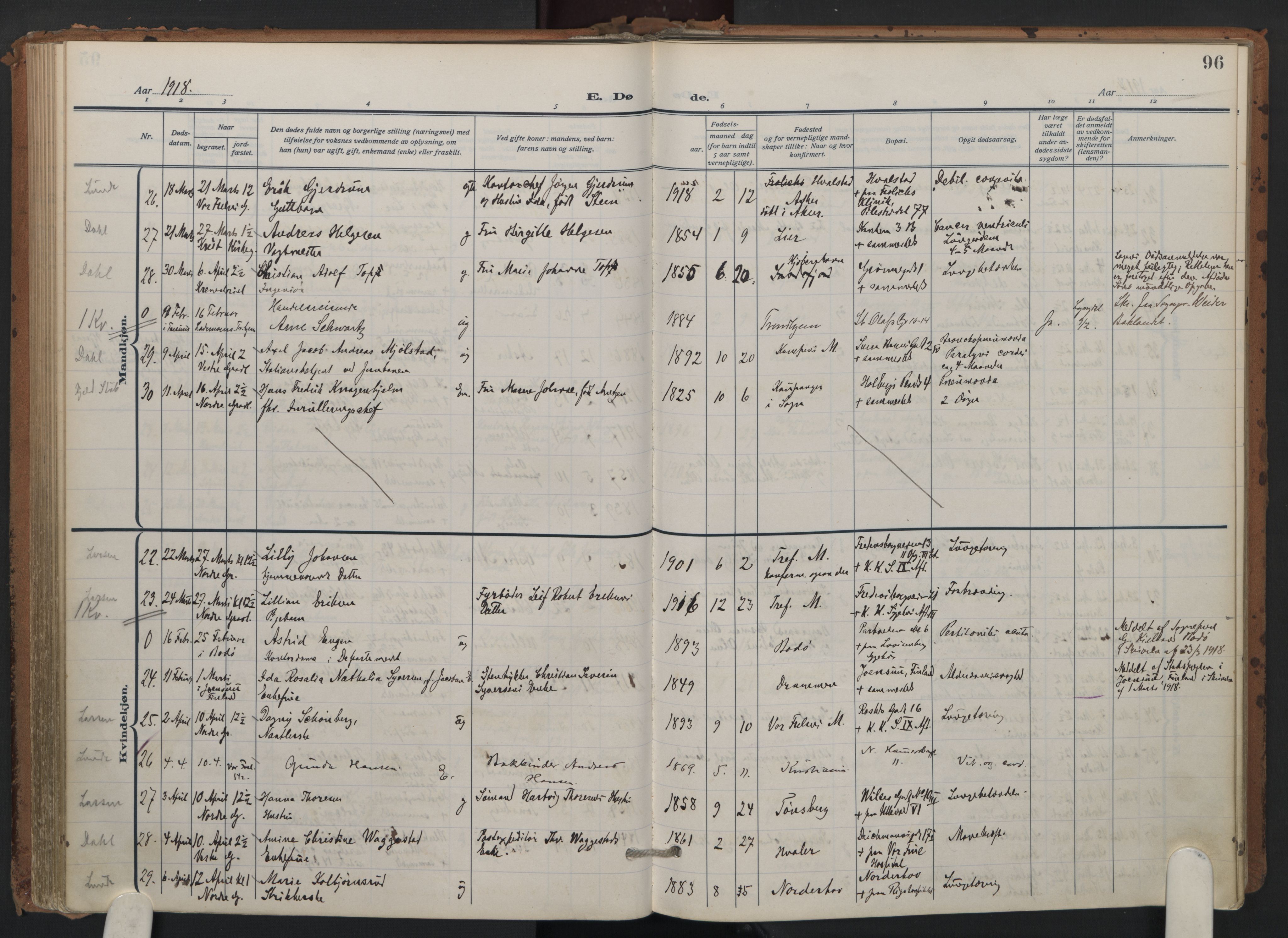 Trefoldighet prestekontor Kirkebøker, AV/SAO-A-10882/F/Fd/L0005: Parish register (official) no. IV 5, 1912-1929, p. 96