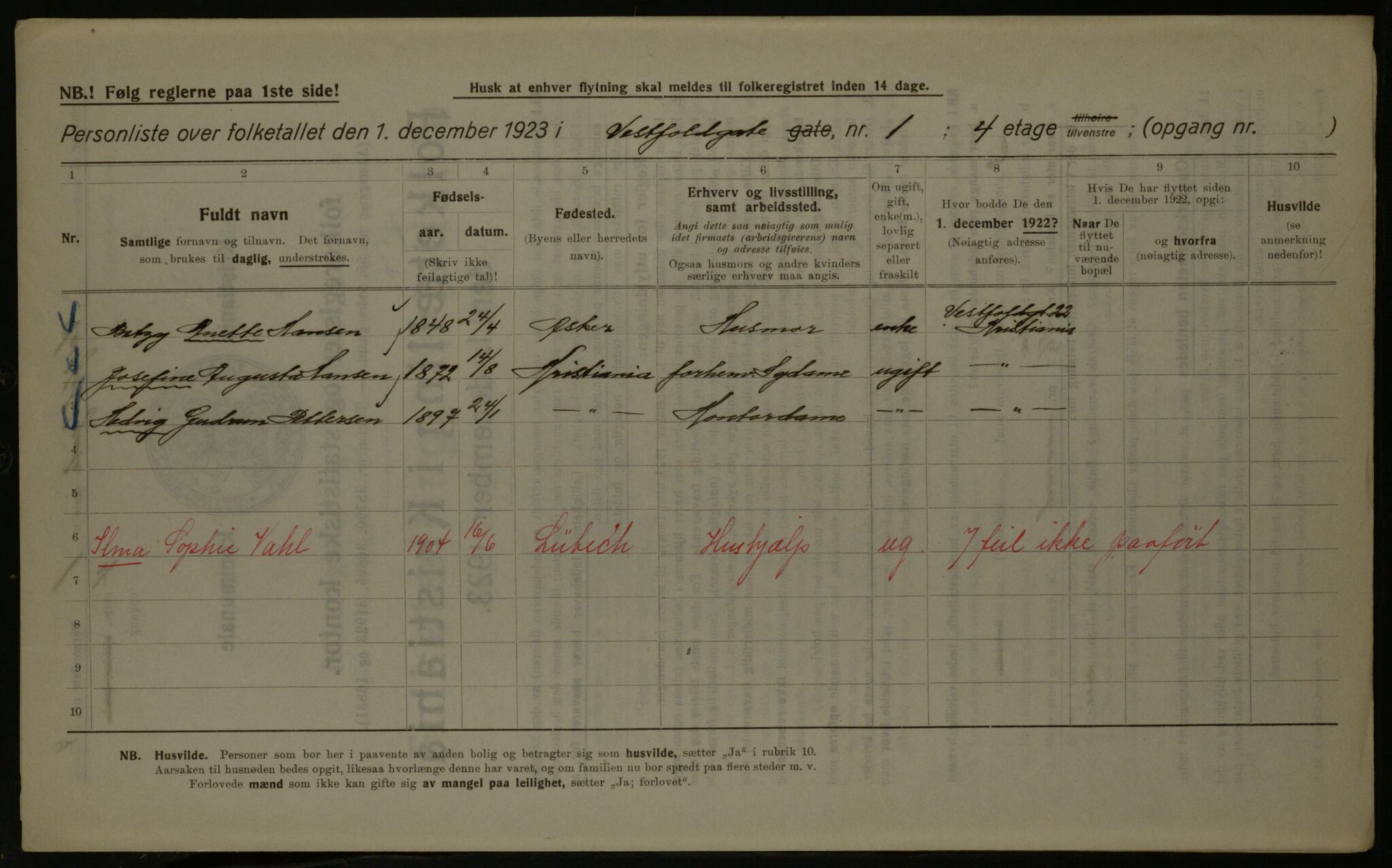 OBA, Municipal Census 1923 for Kristiania, 1923, p. 135210