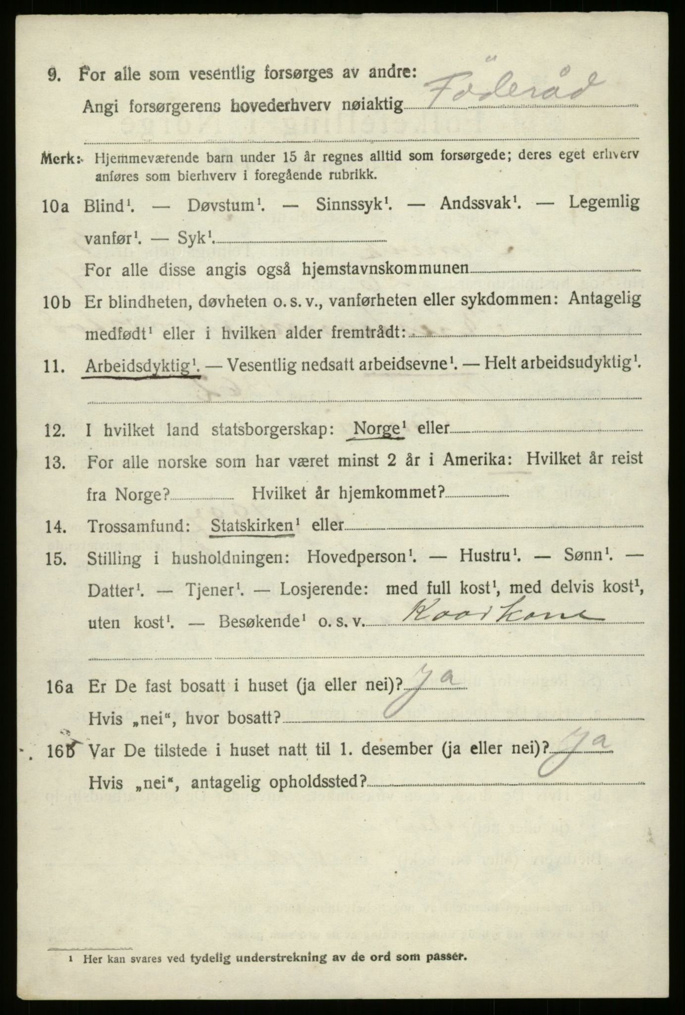 SAB, 1920 census for Innvik, 1920, p. 3008