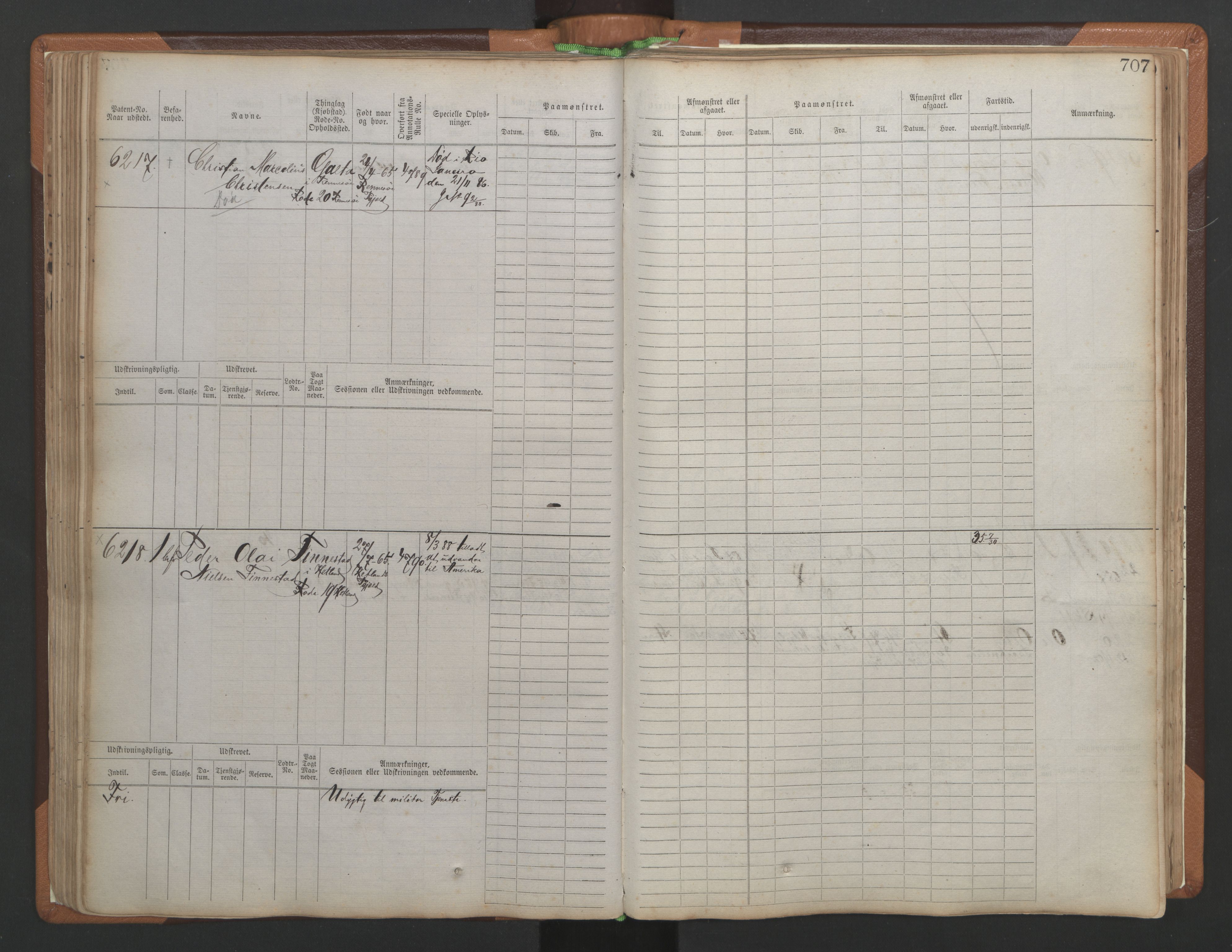 Stavanger sjømannskontor, AV/SAST-A-102006/F/Fb/Fbb/L0010: Sjøfartshovedrulle, patentnr. 6007-6606 (del 1), 1887-1896, p. 111