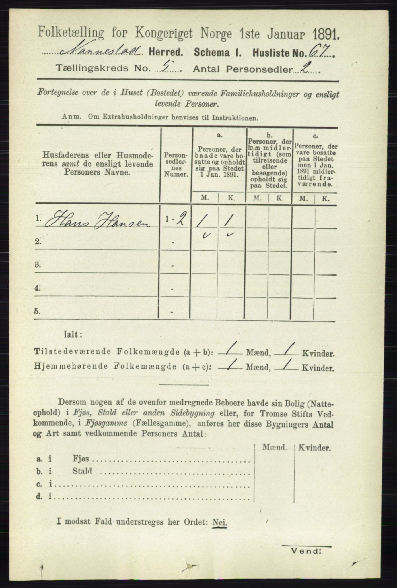 RA, 1891 census for 0238 Nannestad, 1891, p. 2589