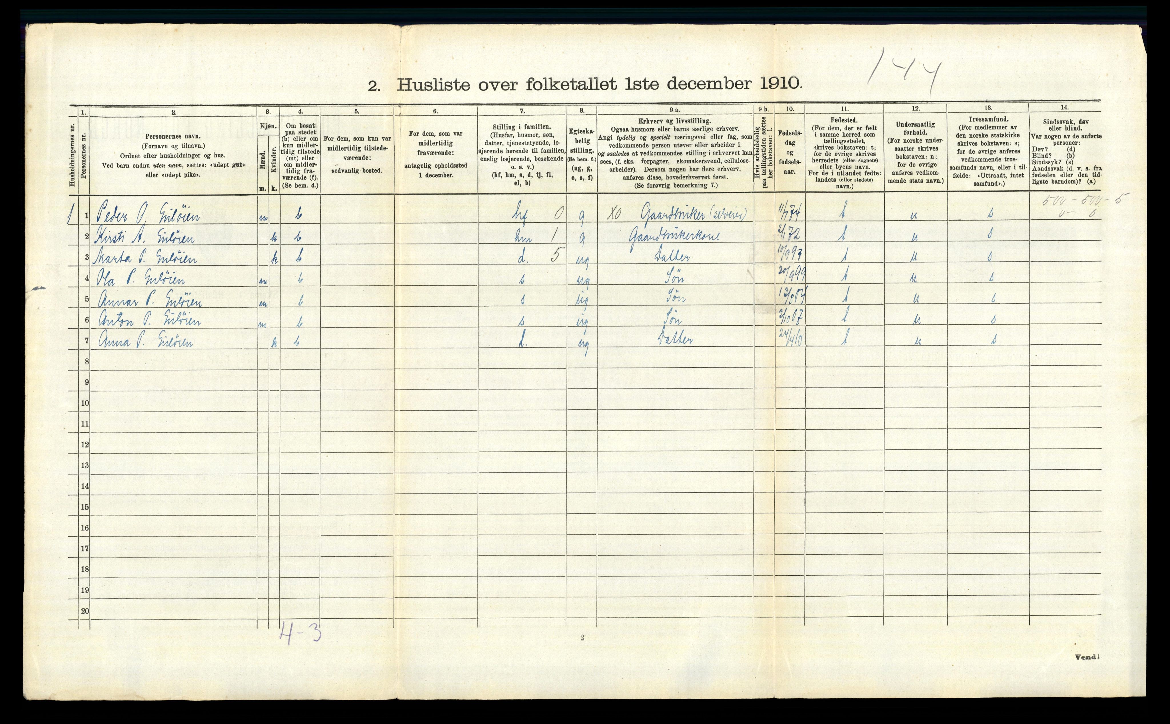 RA, 1910 census for Lille Elvedalen, 1910, p. 578