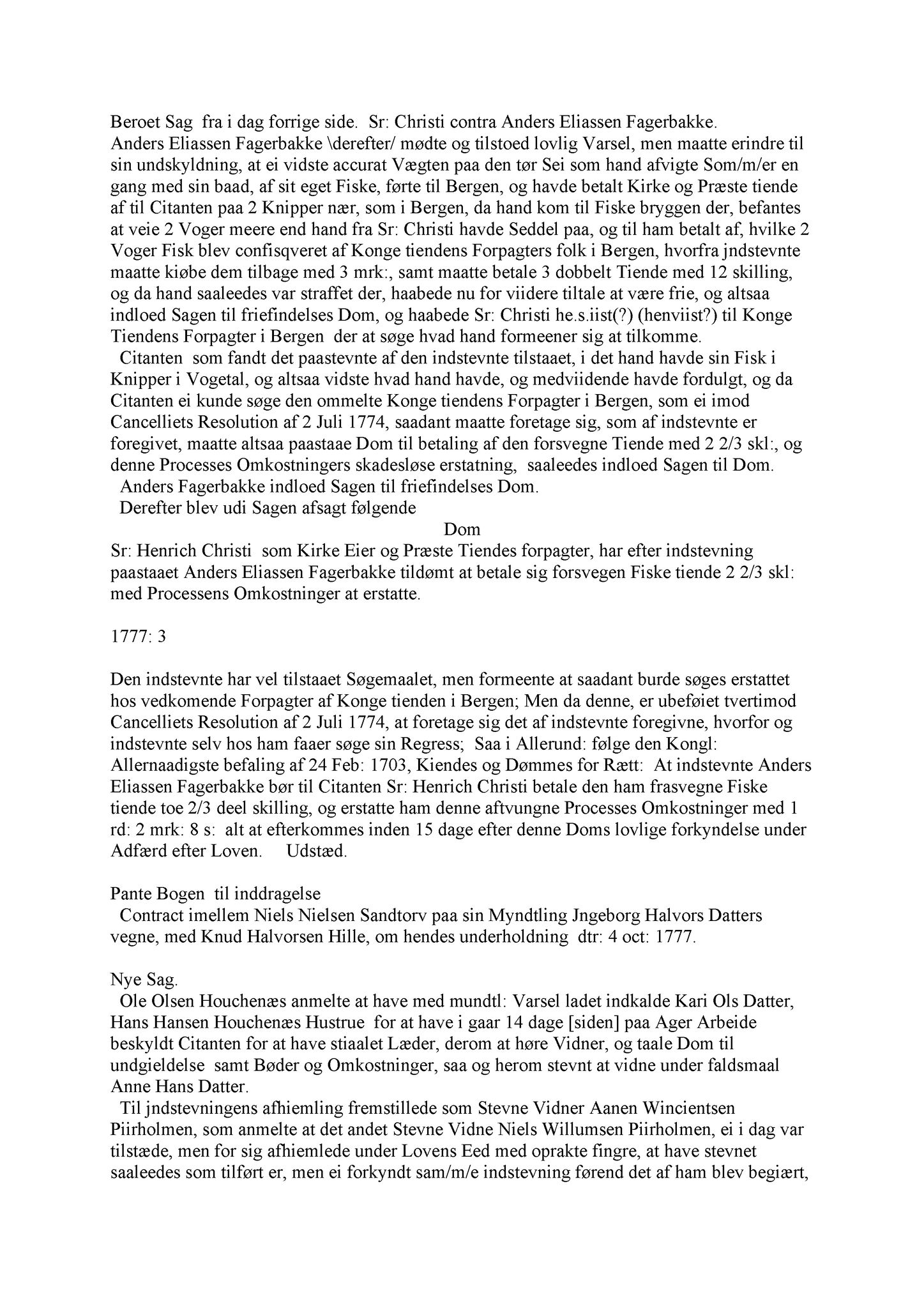 Samling av fulltekstavskrifter, SAB/FULLTEKST/A/12/0041: Sunnhordland sorenskriveri, tingbok nr. A 41, 1777-1782